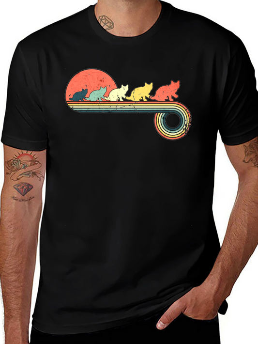 Retro Cat Sunset T-Shirt