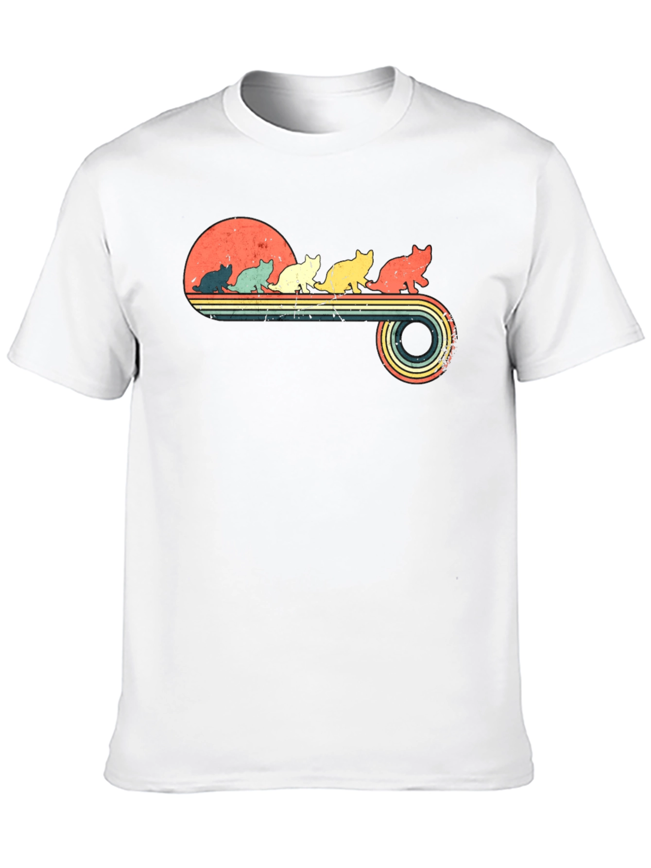 Retro Cat Sunset T-Shirt