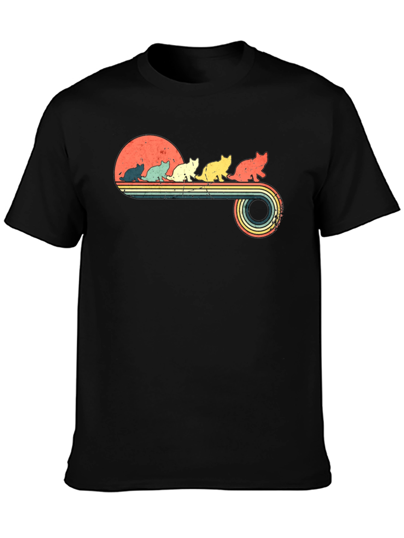 Retro Cat Sunset T-Shirt