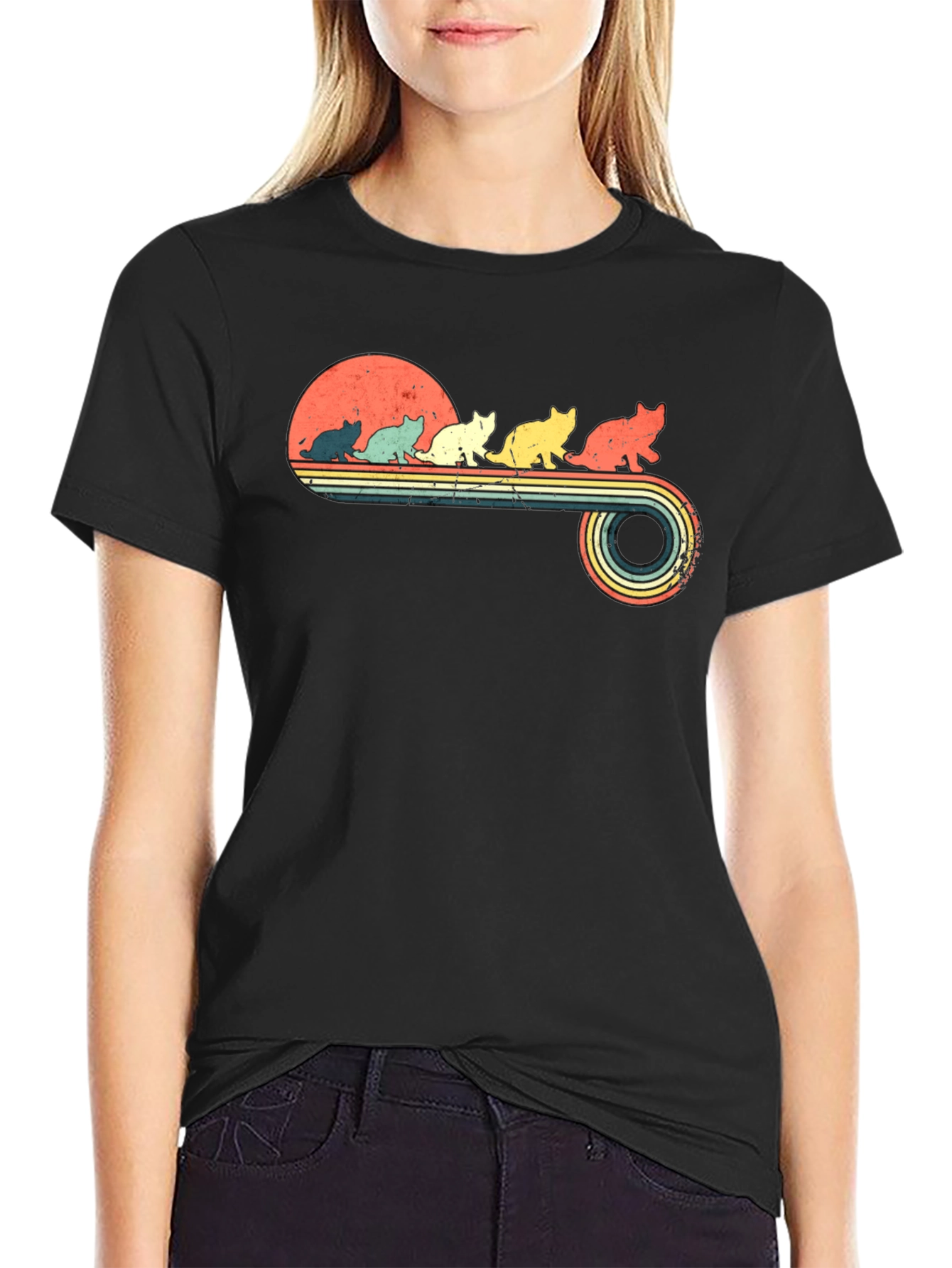 Retro Cat Sunset T-Shirt