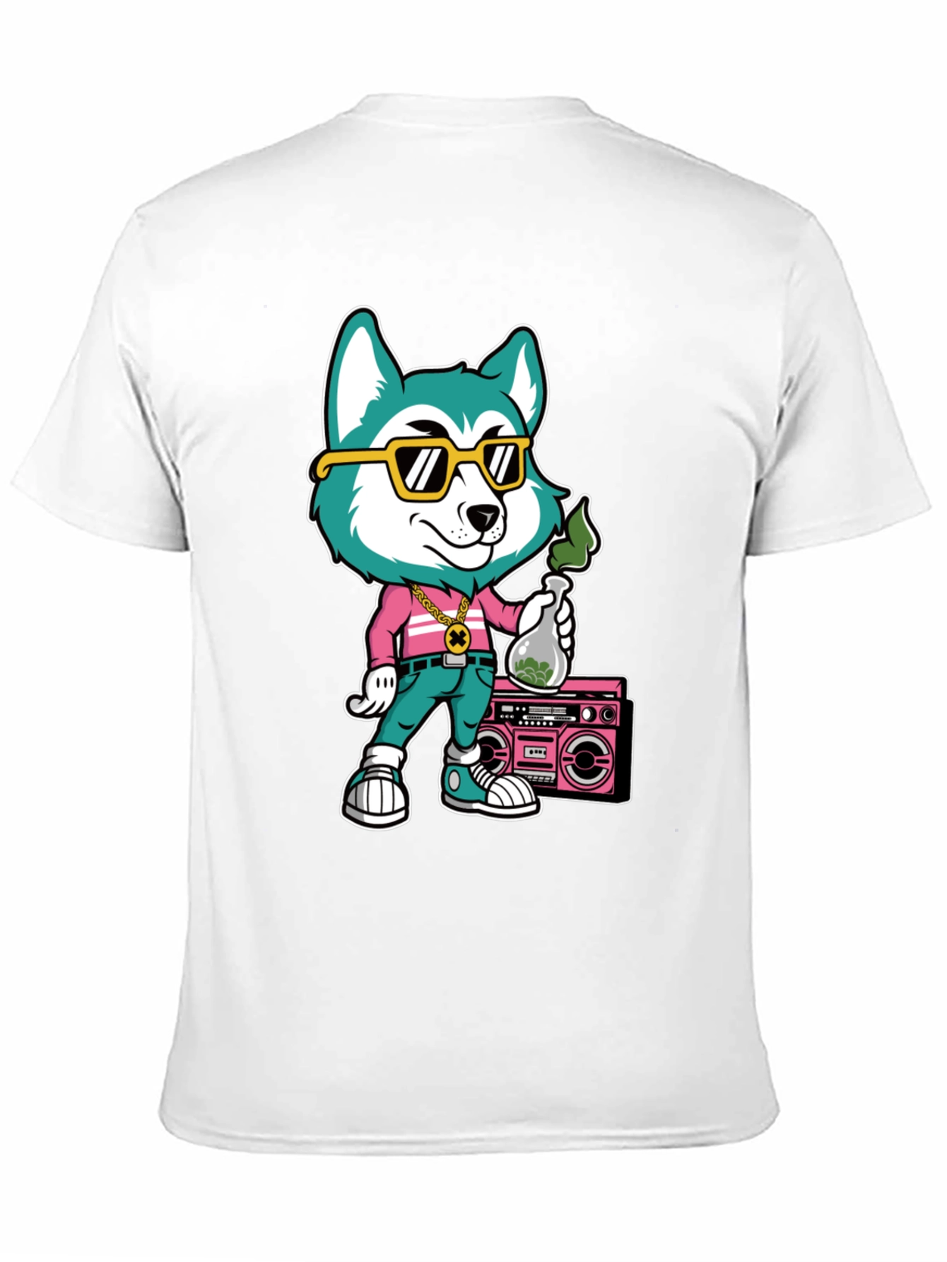 Cartoon Dog Graphic Print T-Shirt - Black