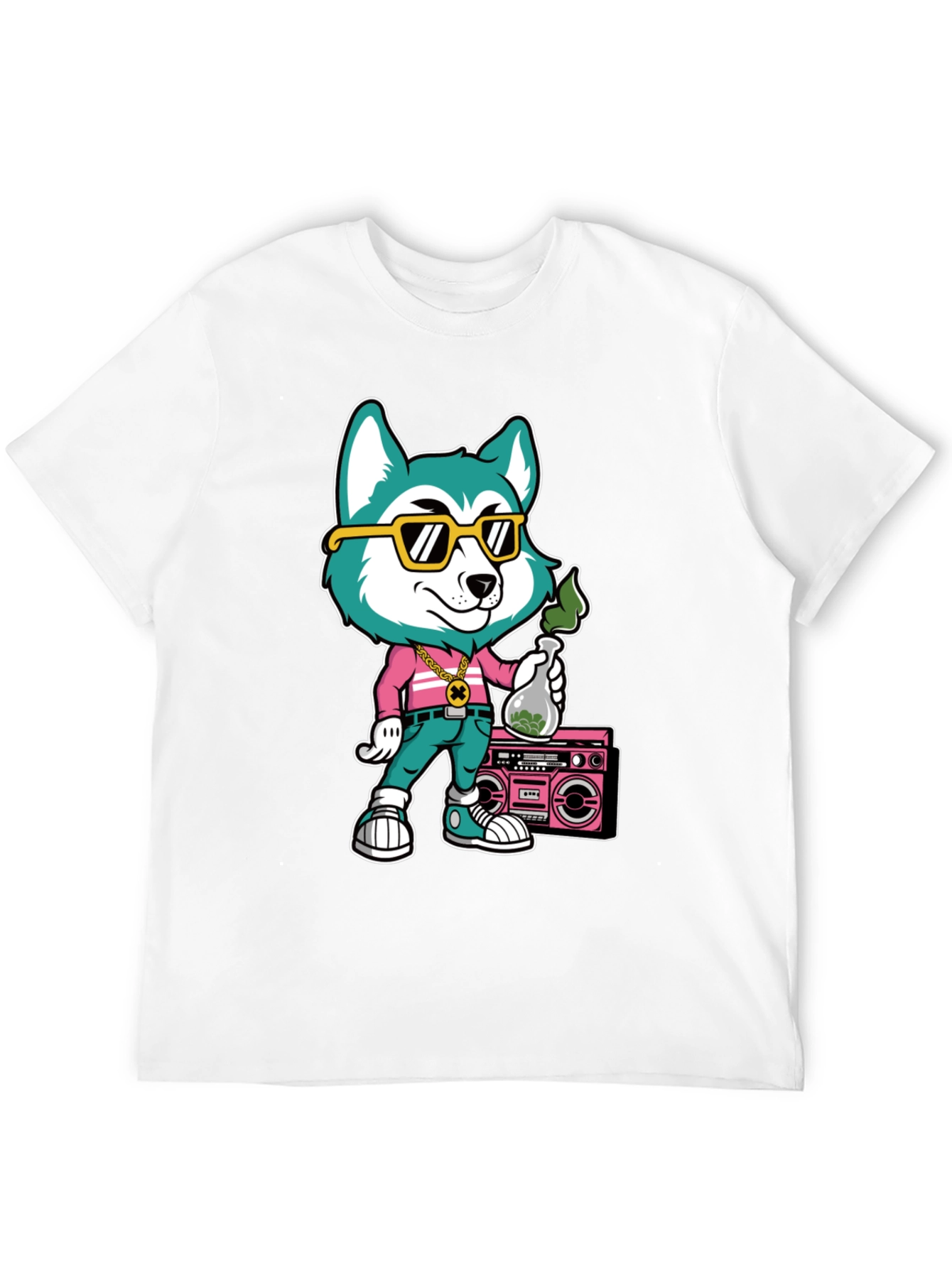 Cartoon Dog Graphic Print T-Shirt - Black