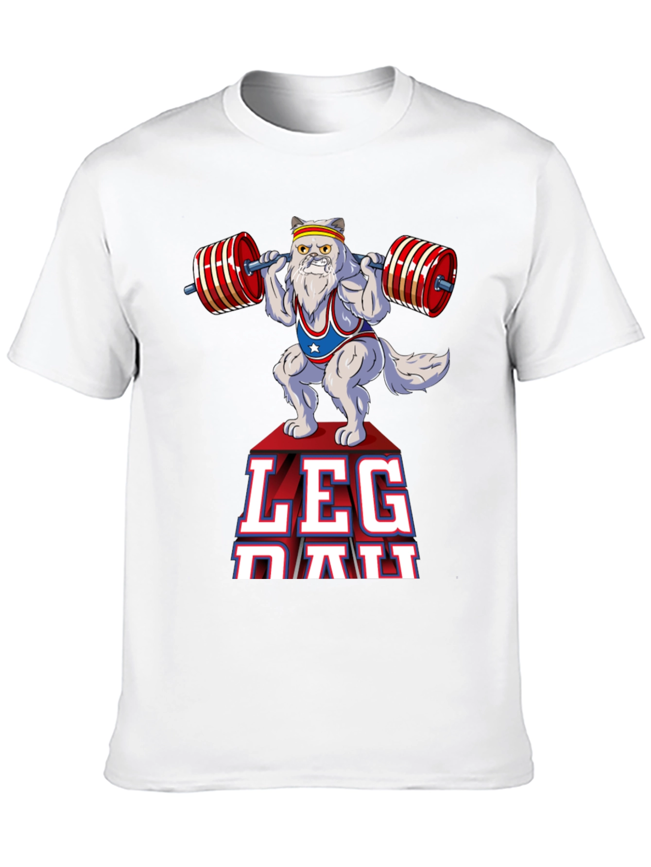 Funny Cat Leg Day T-Shirt - Weightlifting Persian