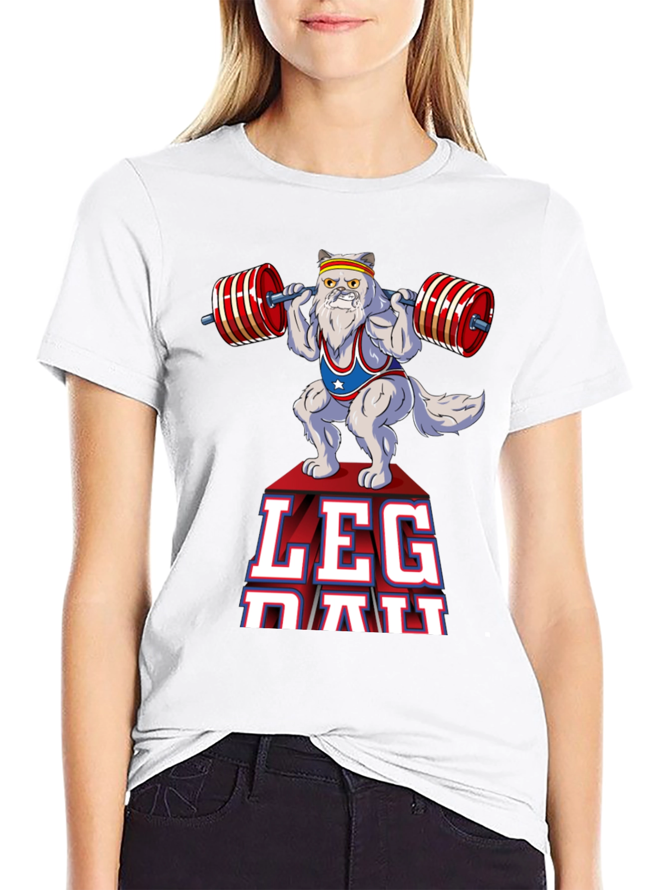 Funny Cat Leg Day T-Shirt - Weightlifting Persian