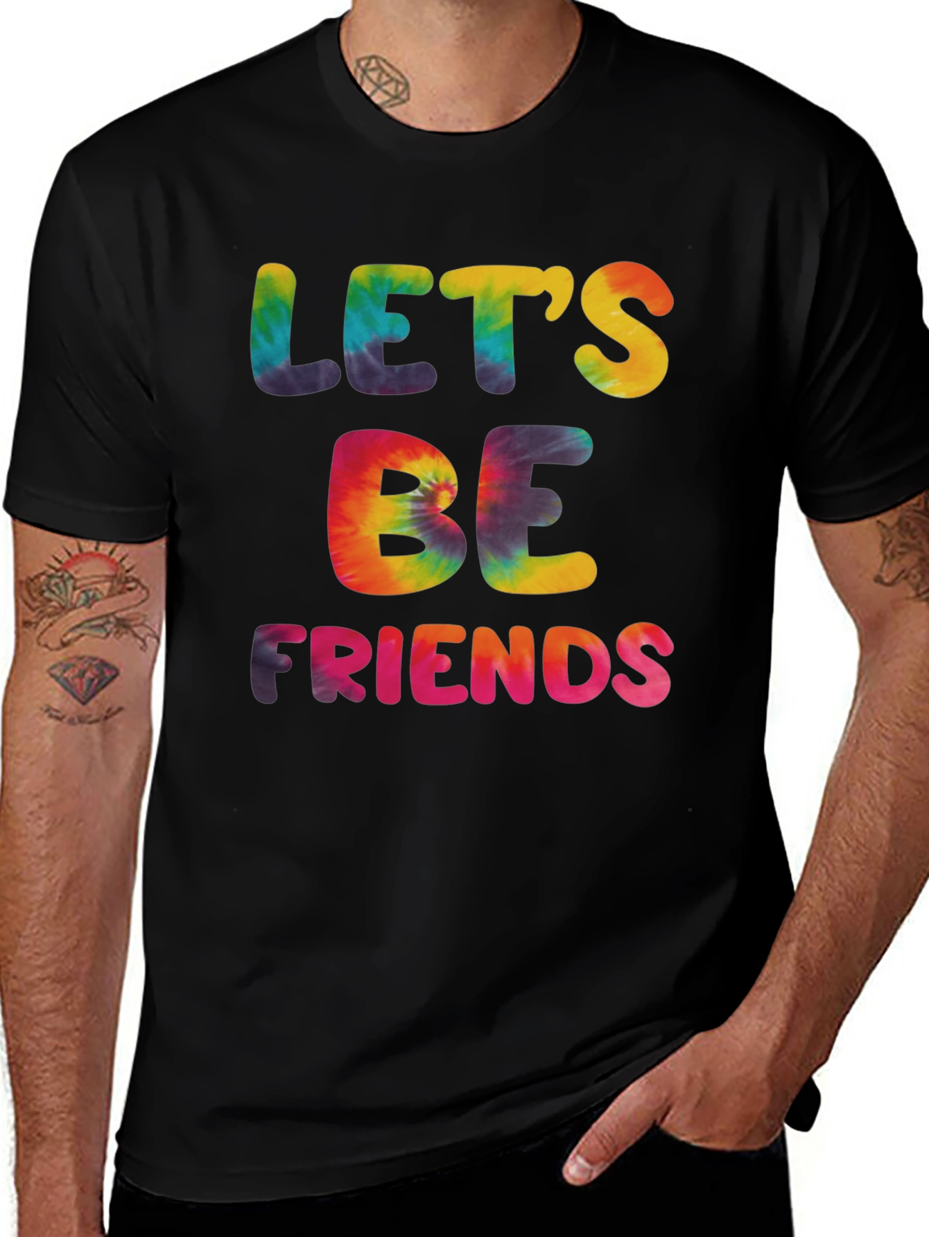 Lets Be Friends Tie Dye Graphic Tee