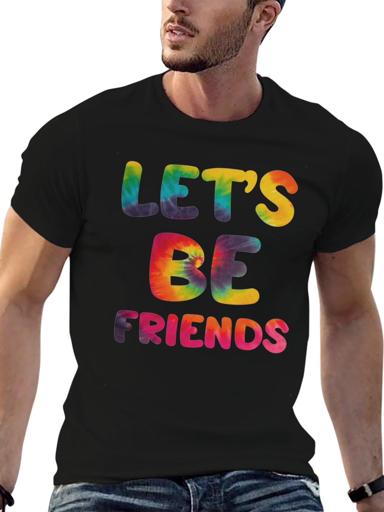 Lets Be Friends Tie Dye Graphic Tee