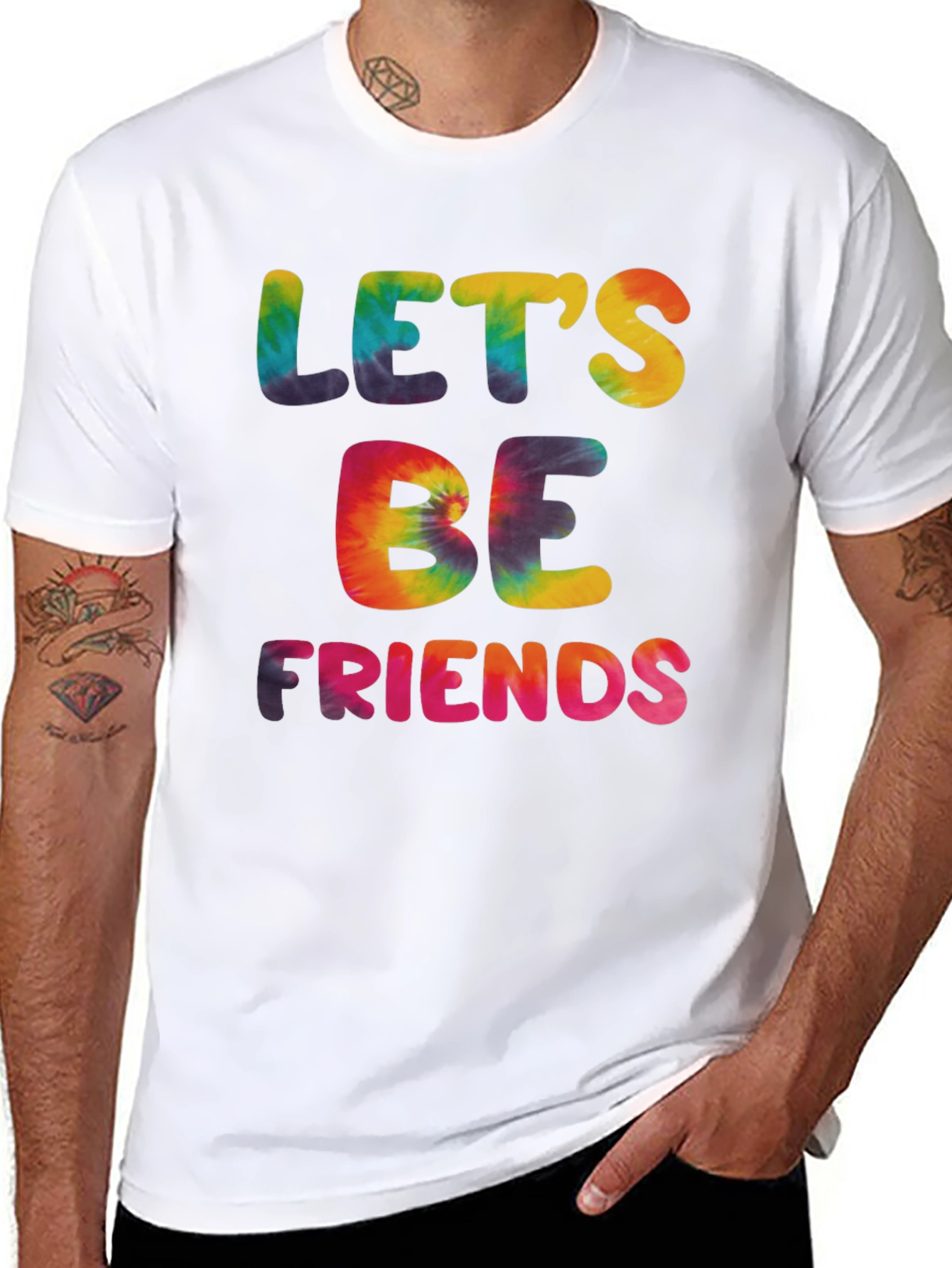 Lets Be Friends Tie Dye Graphic Tee