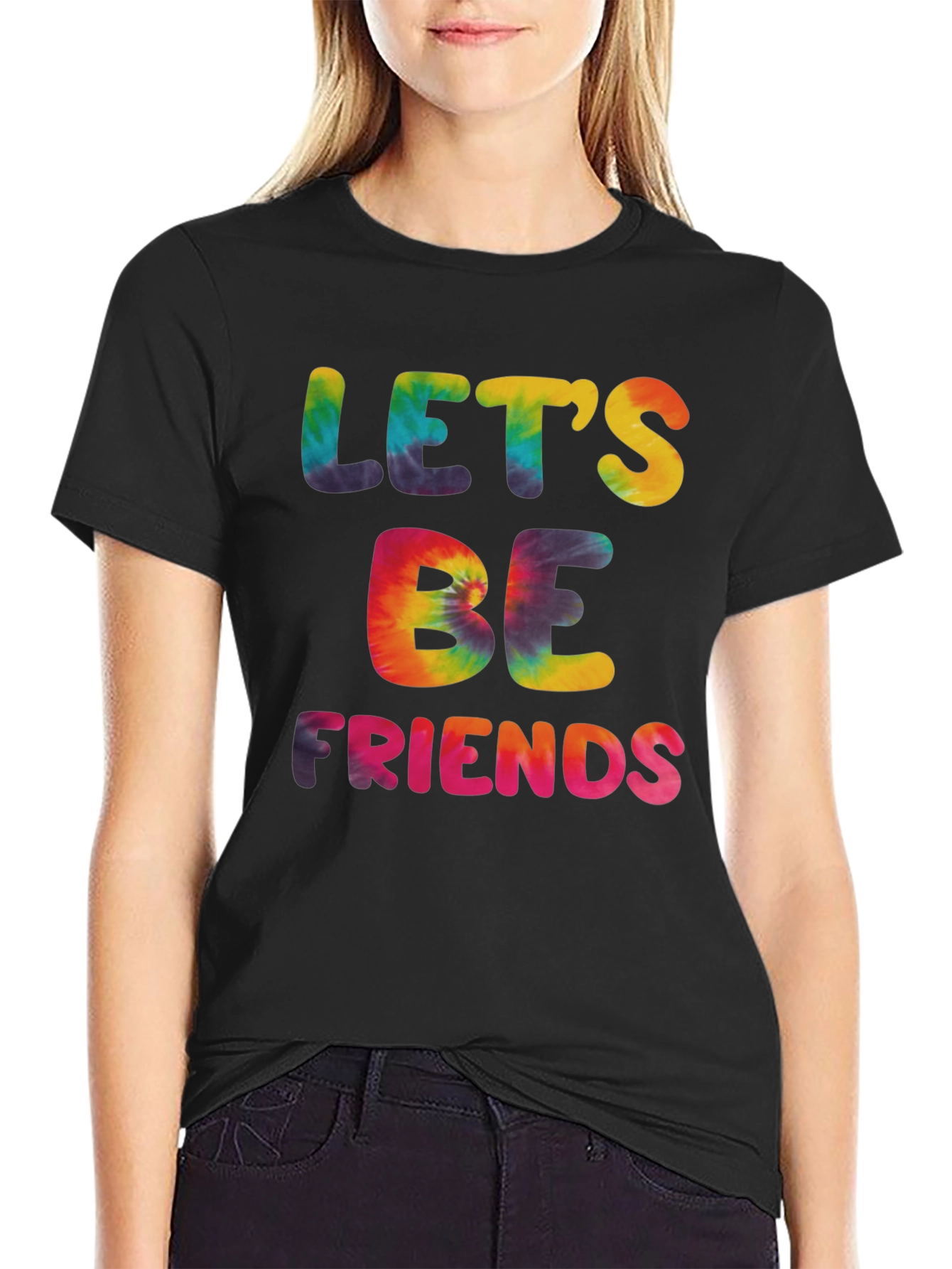 Lets Be Friends Tie Dye Graphic Tee