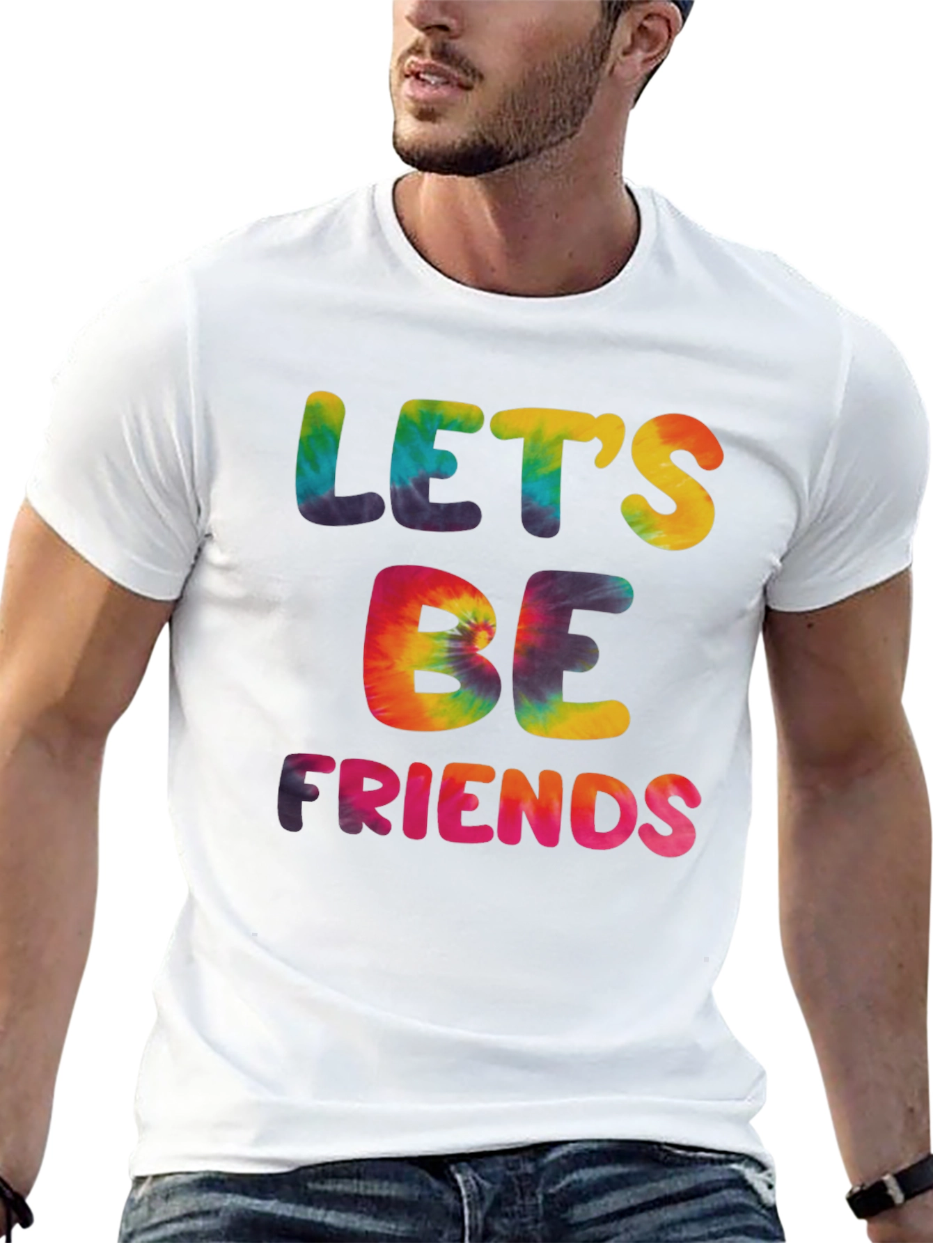 Lets Be Friends Tie Dye Graphic Tee
