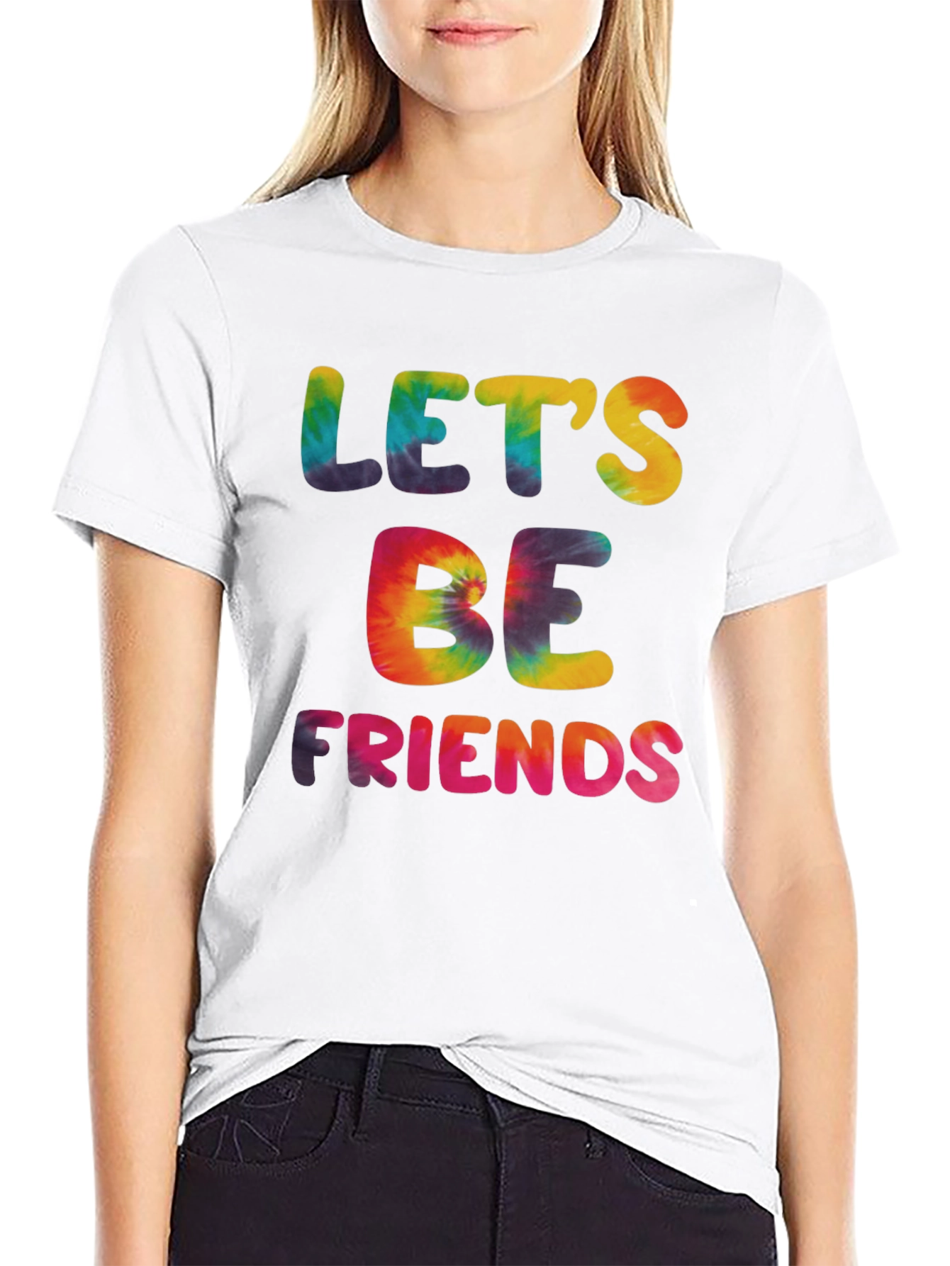 Lets Be Friends Tie Dye Graphic Tee