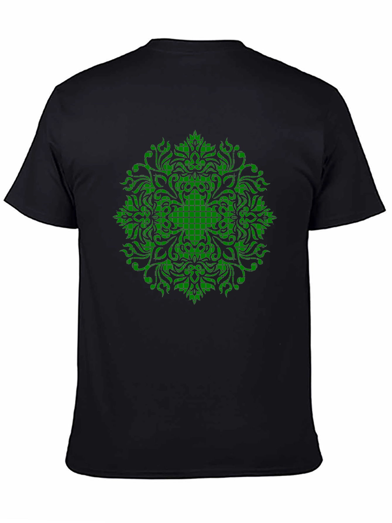 Green Mandala Graphic Black T-Shirt