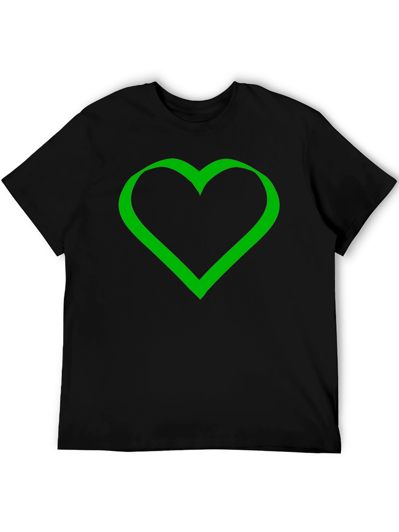 Green Heart Graphic Black T-Shirt