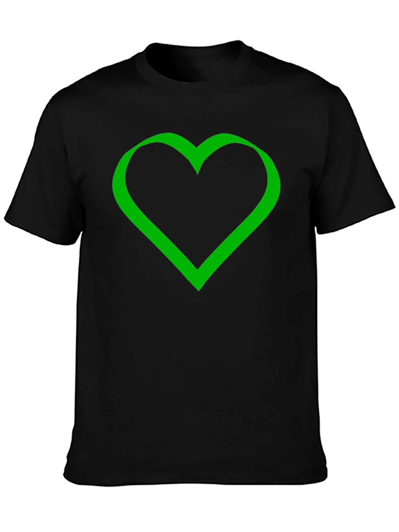 Green Heart Graphic Black T-Shirt
