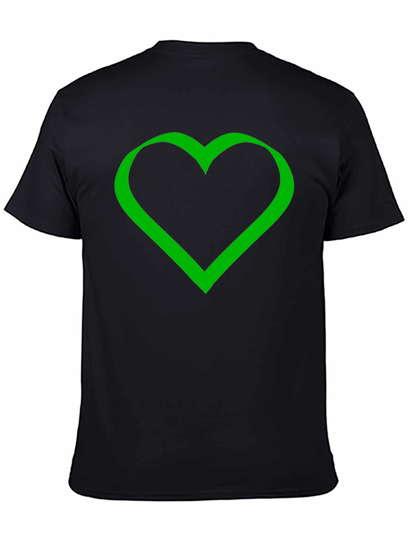 Green Heart Graphic Black T-Shirt