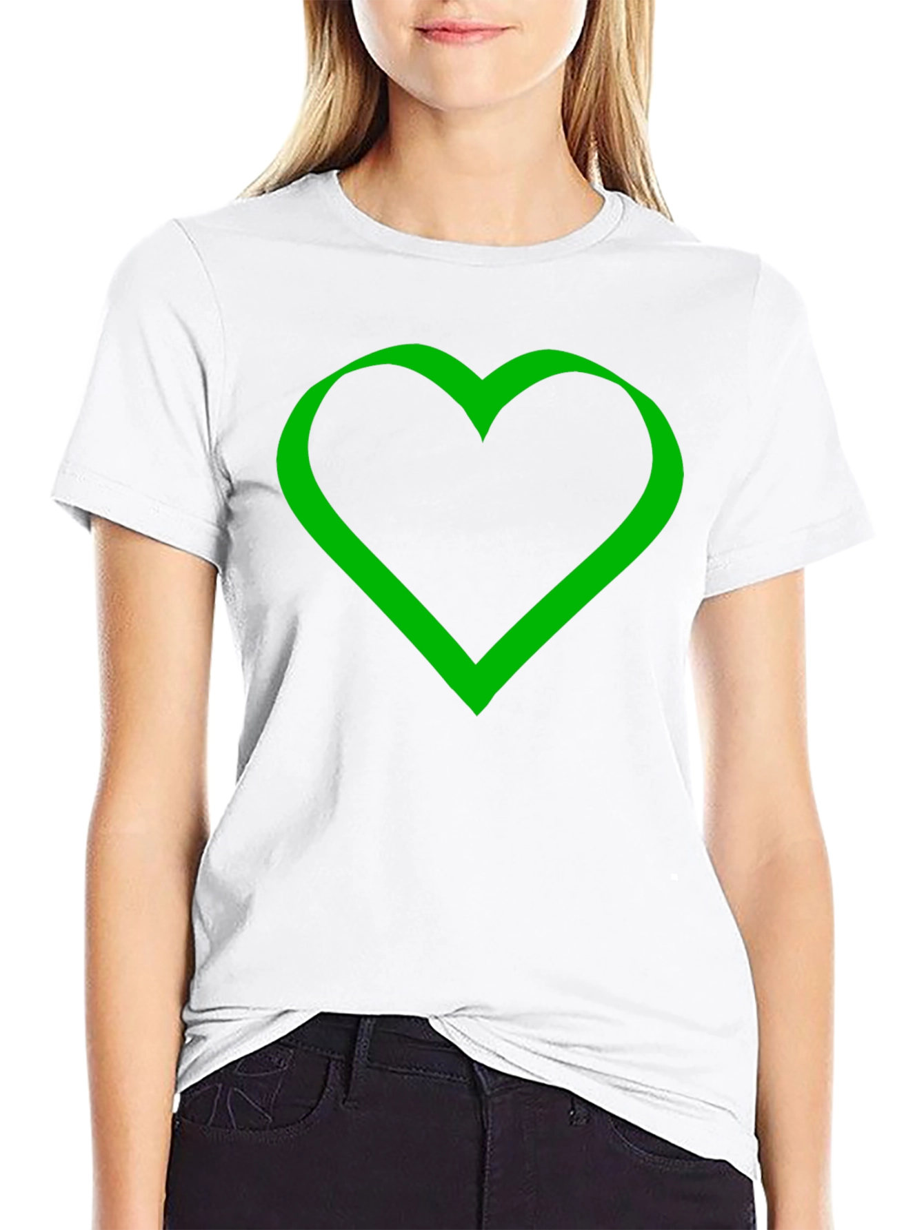 Green Heart Graphic Black T-Shirt