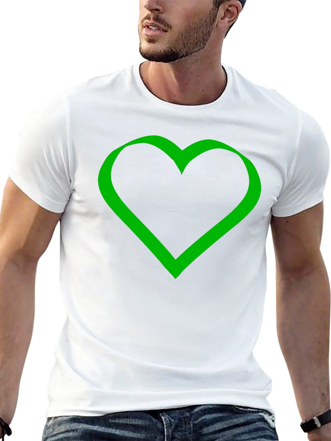 Green Heart Graphic Black T-Shirt