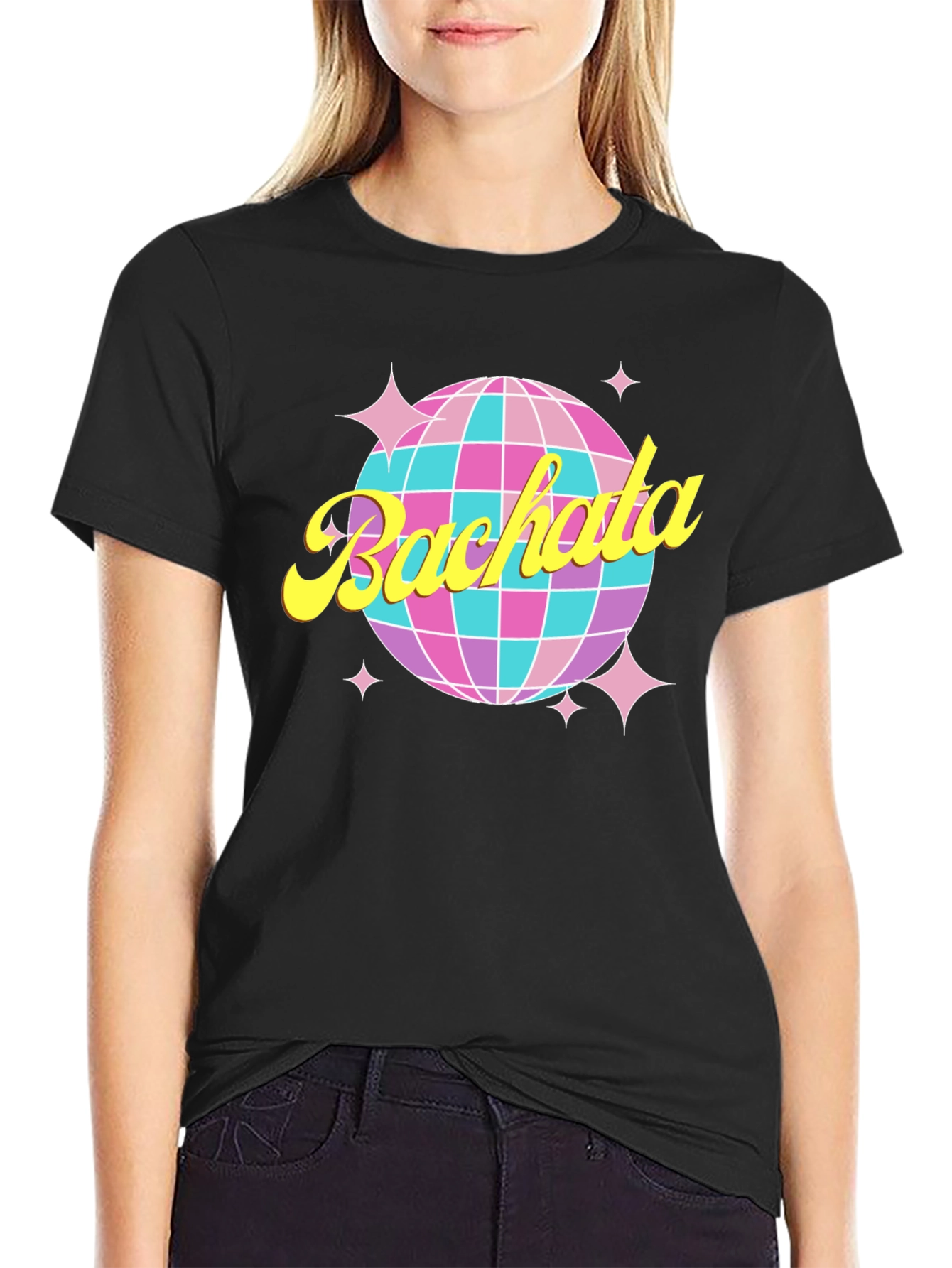 Bachata Disco Ball Graphic Tee - Retro Dance Shirt
