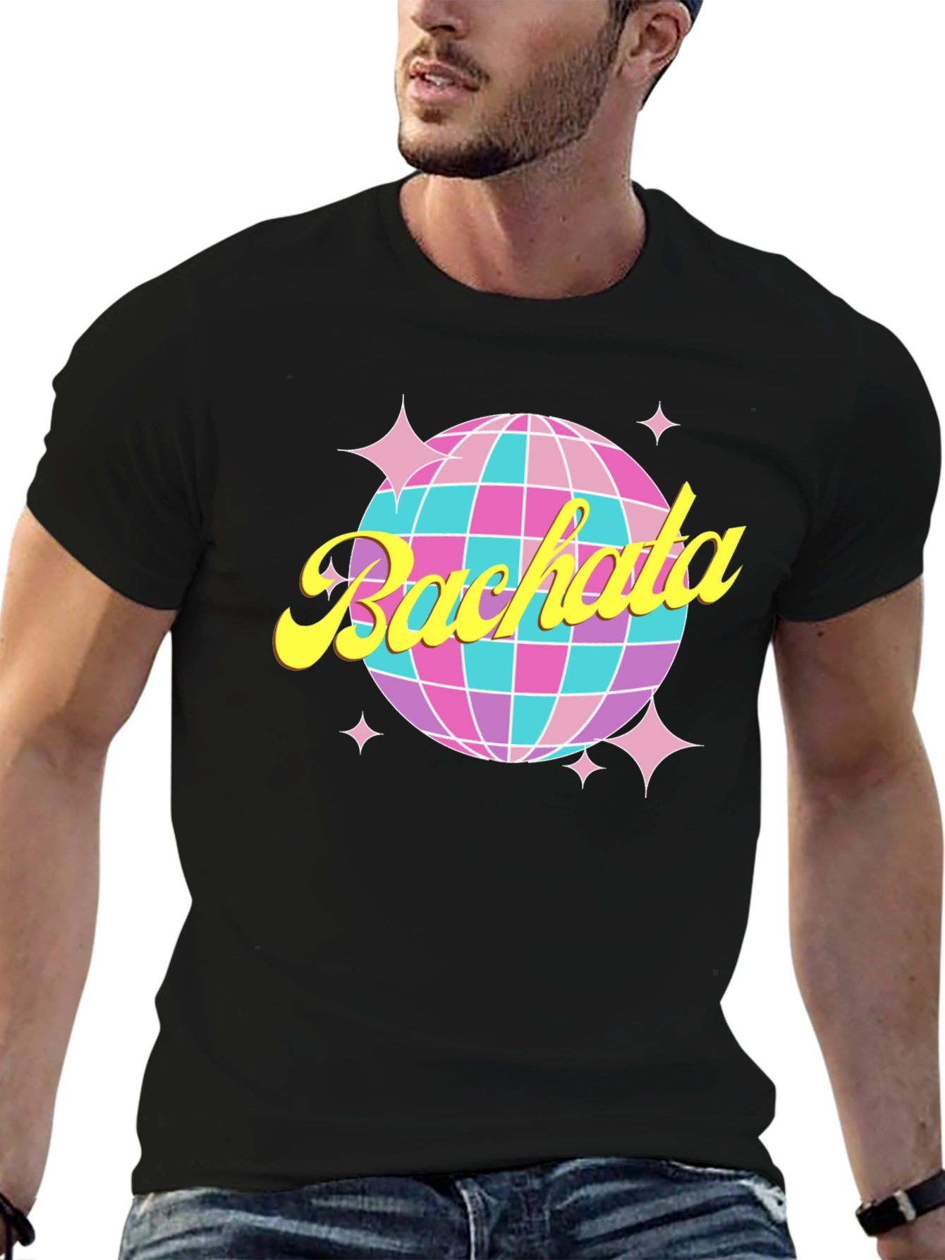Bachata Disco Ball Graphic Tee - Retro Dance Shirt