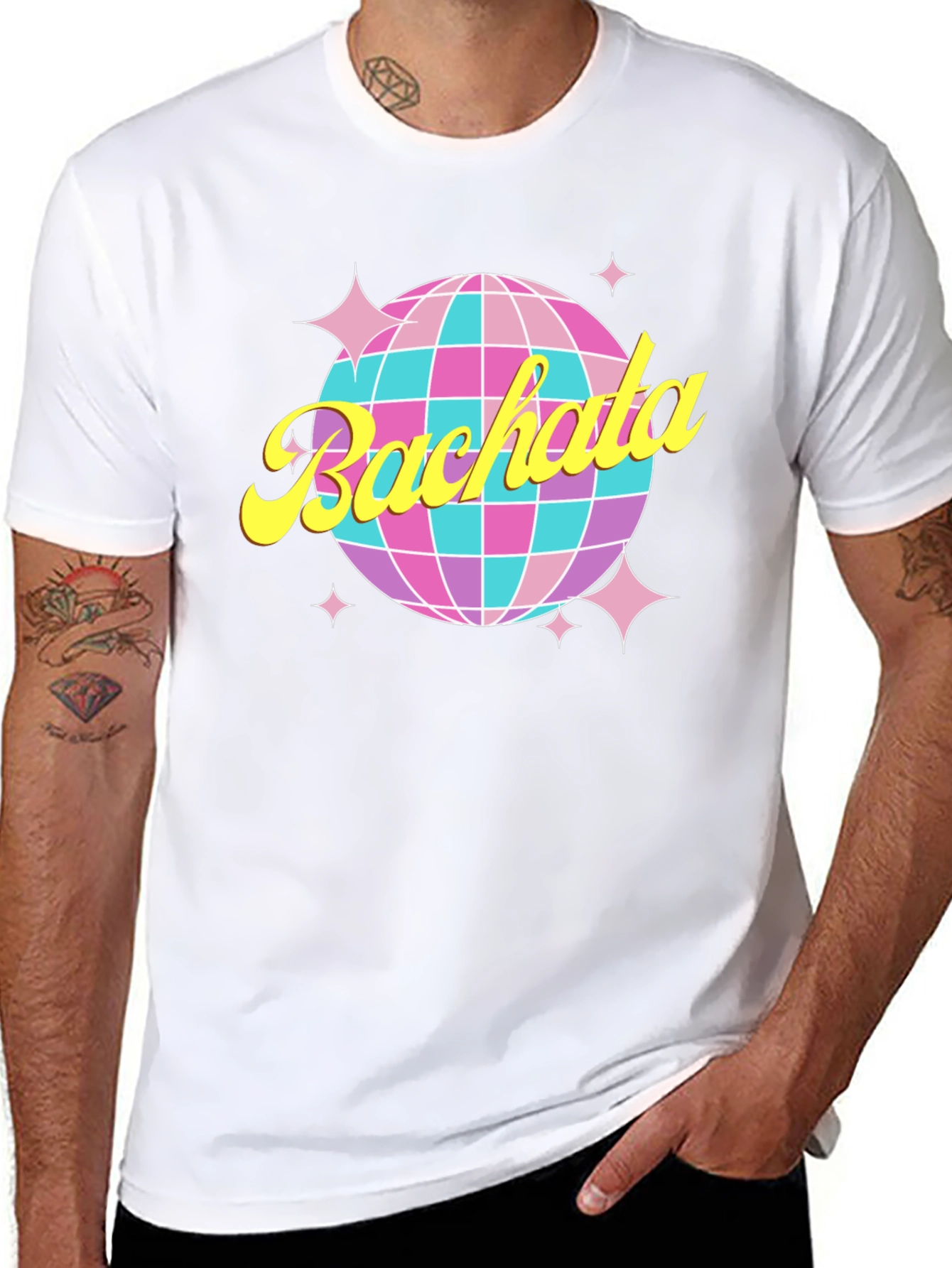 Bachata Disco Ball Graphic Tee - Retro Dance Shirt