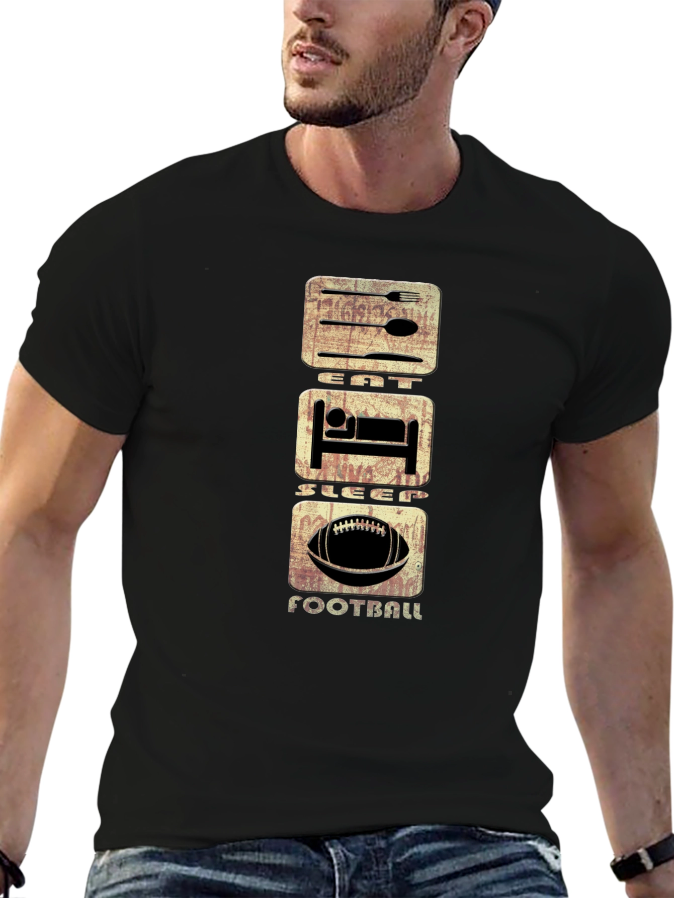 Eat Sleep Football T-Shirt | Casual Graphic Tee
