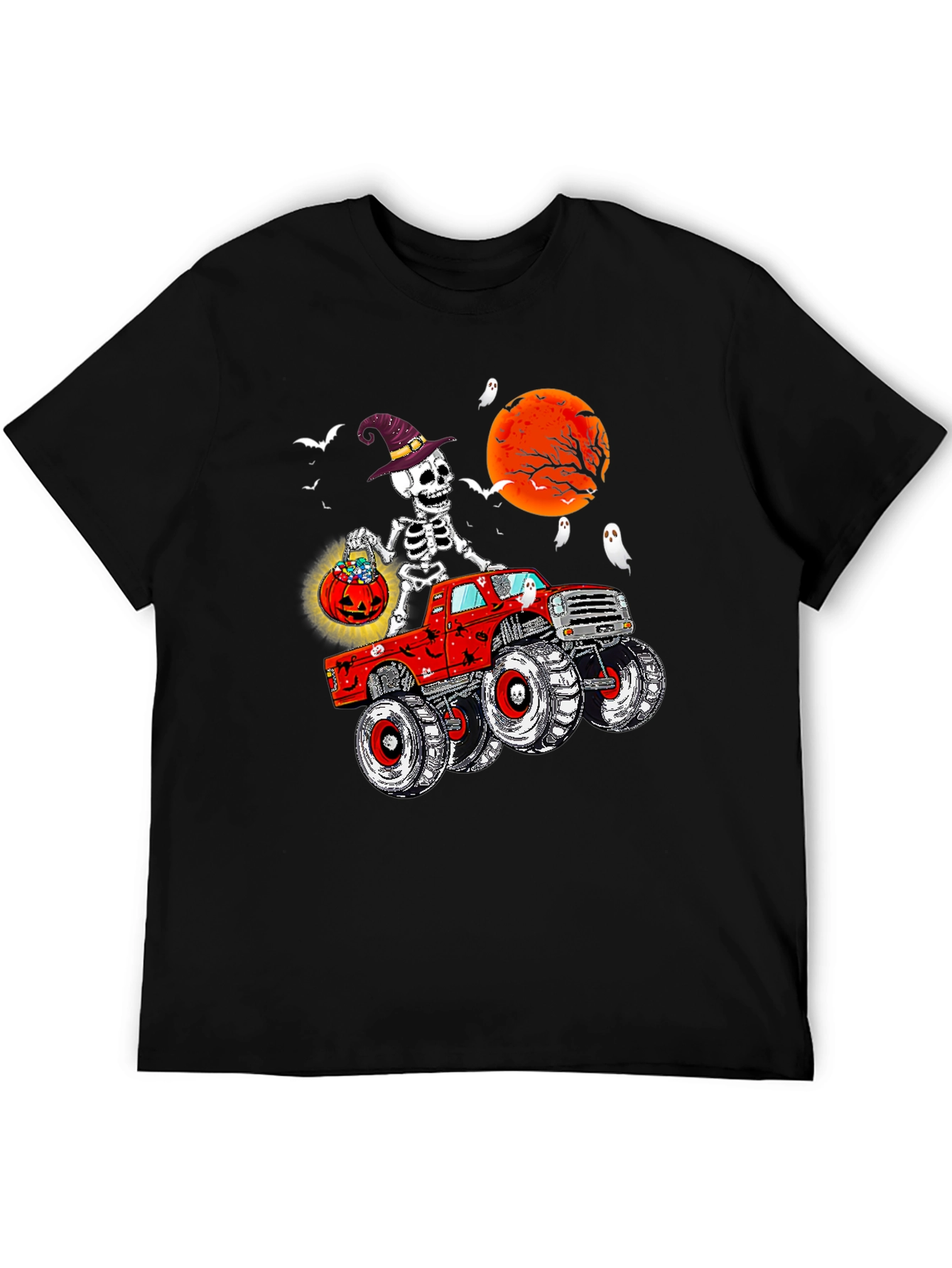 Spooky Skeleton Monster Truck Halloween T-Shirt