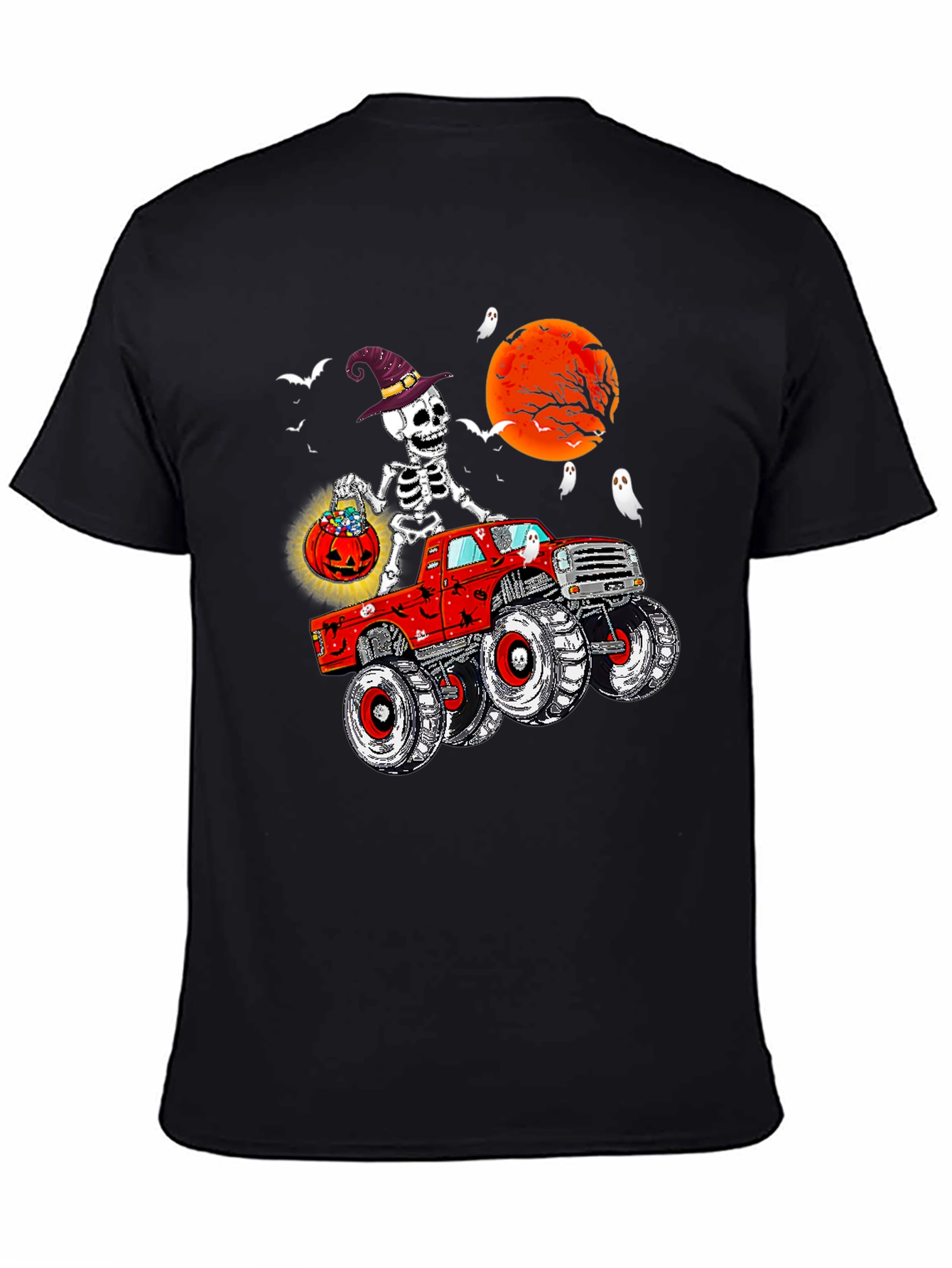 Spooky Skeleton Monster Truck Halloween T-Shirt
