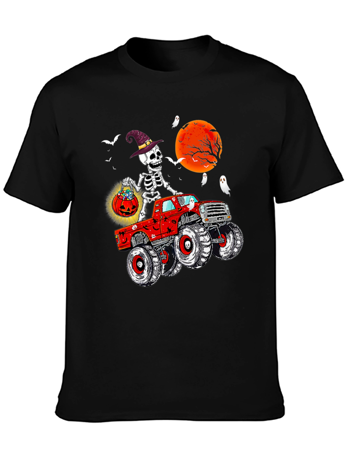 Spooky Skeleton Monster Truck Halloween T-Shirt