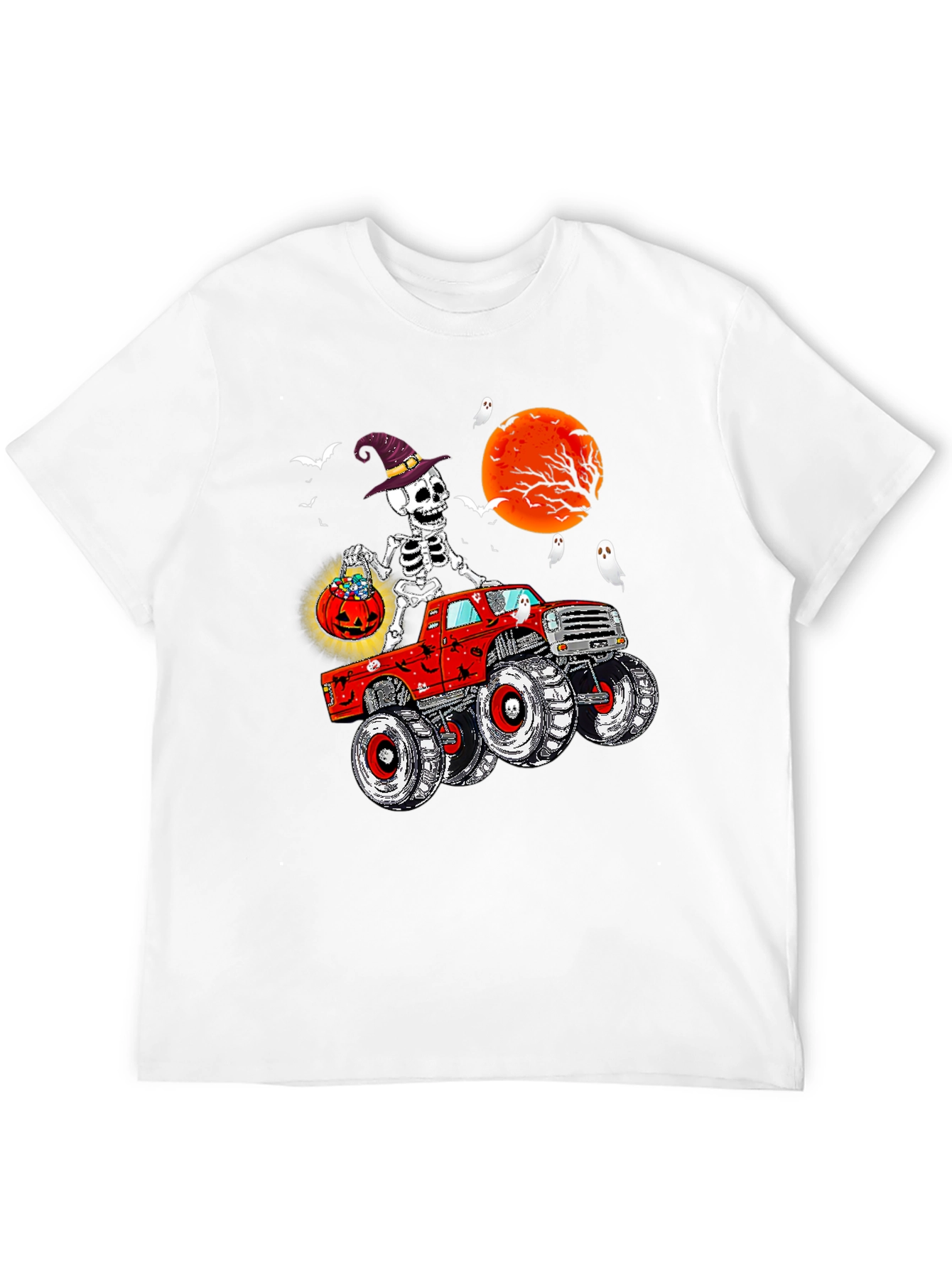 Spooky Skeleton Monster Truck Halloween T-Shirt