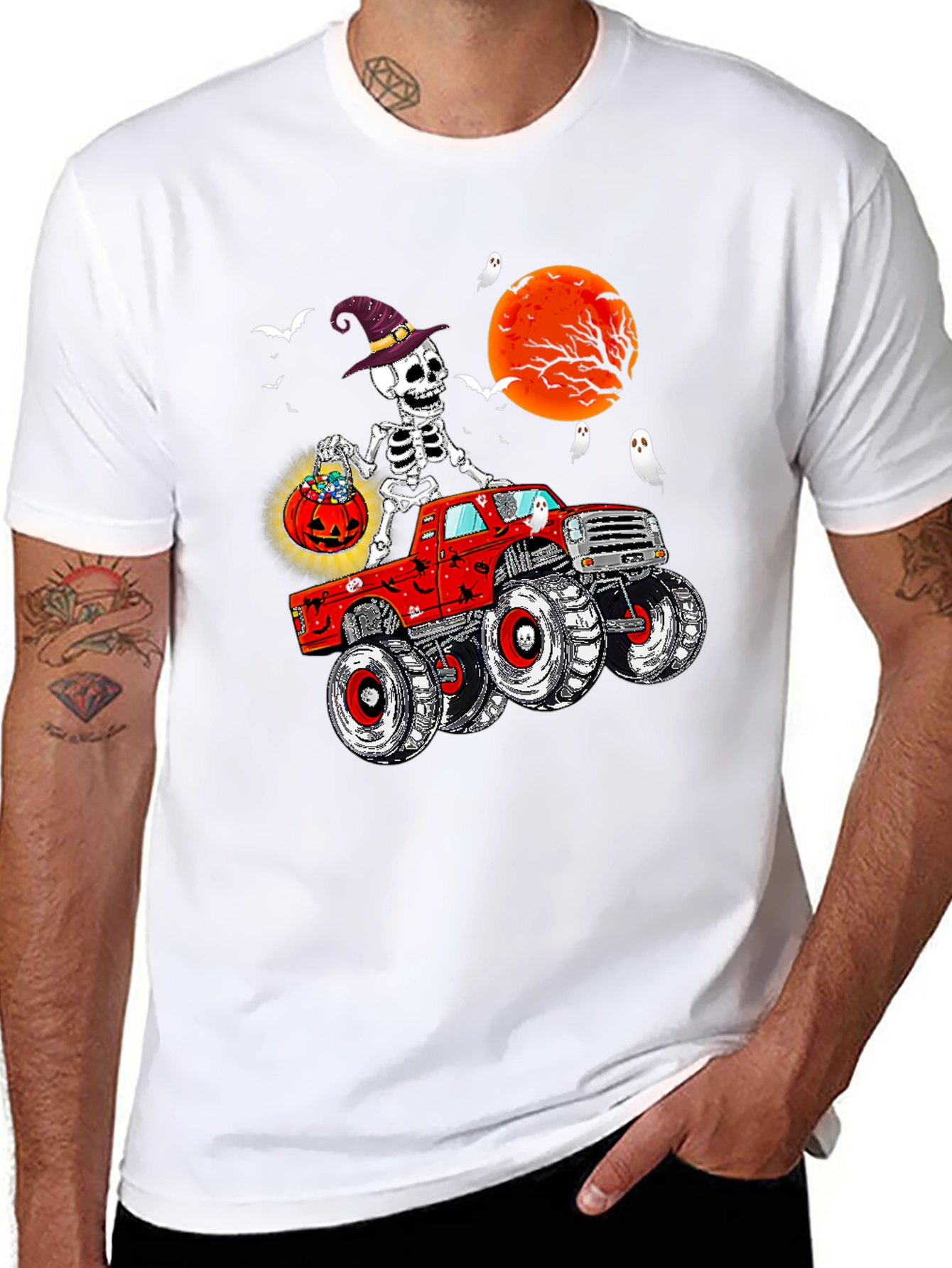 Spooky Skeleton Monster Truck Halloween T-Shirt