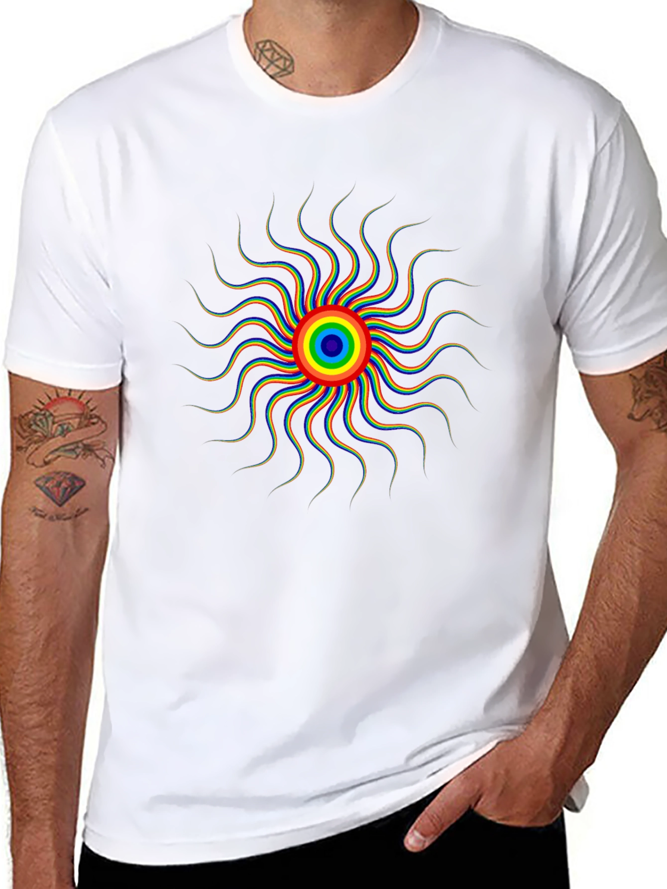 Rainbow Sun Graphic Black T-Shirt