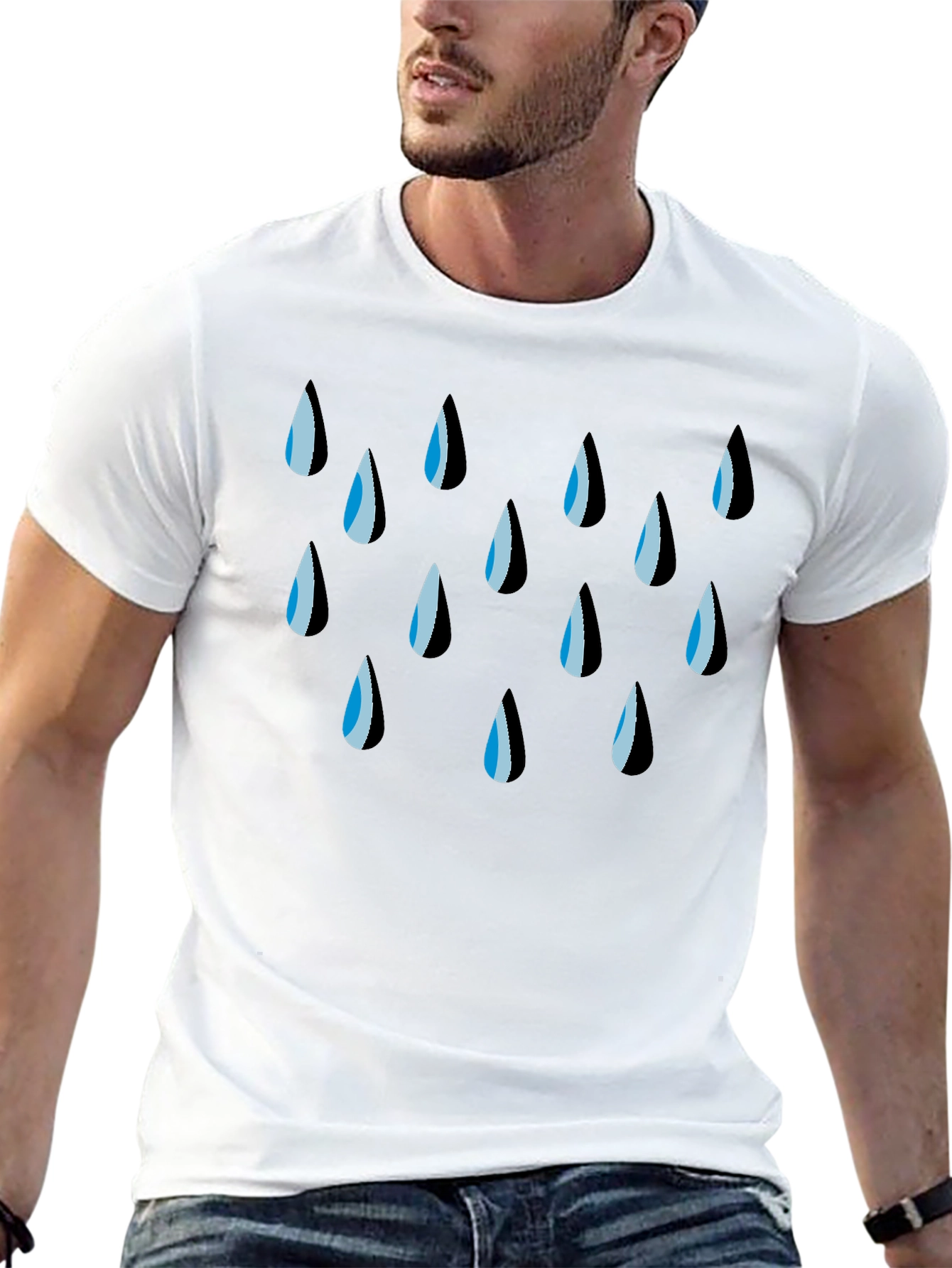 Rain Drop Graphic Black T-Shirt