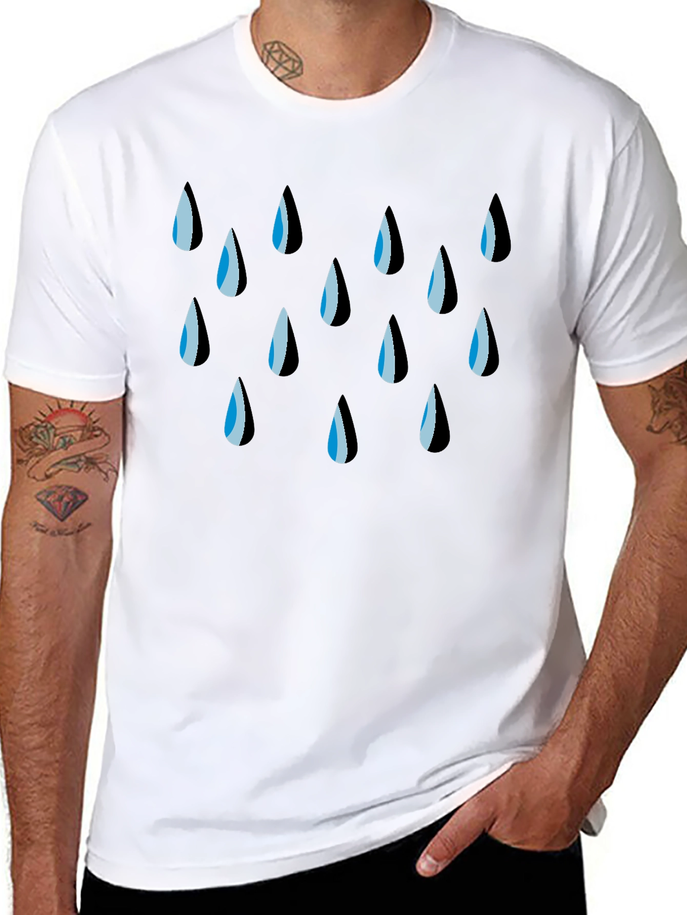 Rain Drop Graphic Black T-Shirt