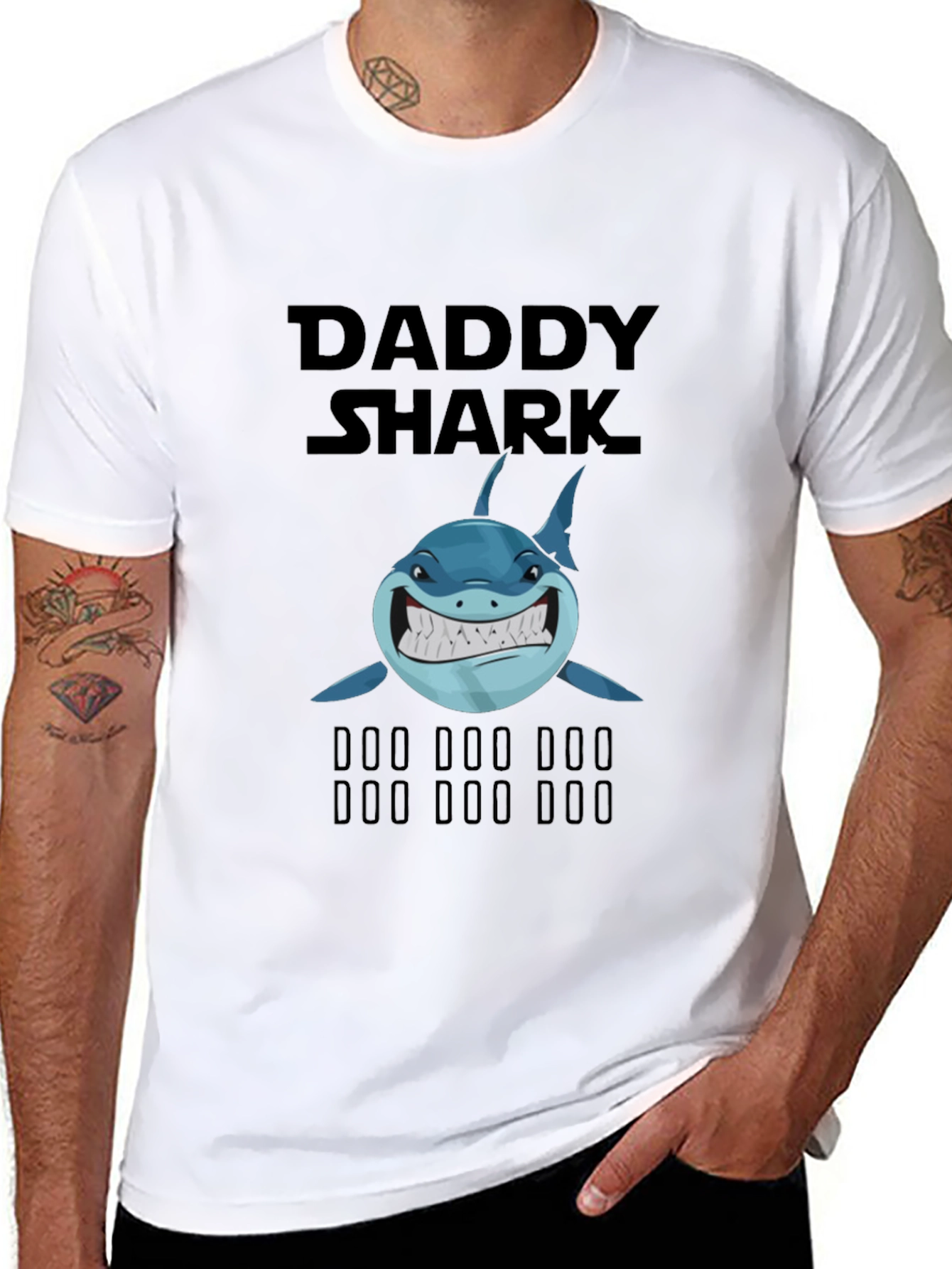 Daddy Shark Graphic Tee - Fun Family Apparel