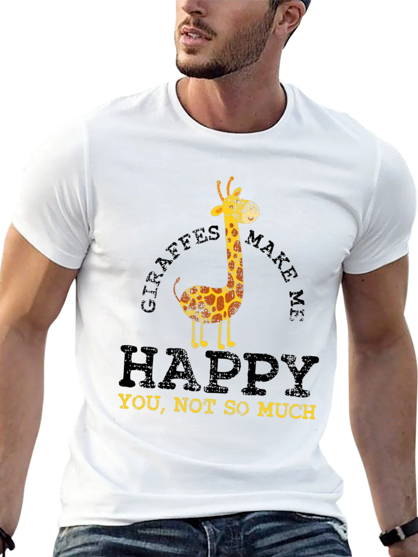 Giraffes Make Me Happy Graphic T-Shirt