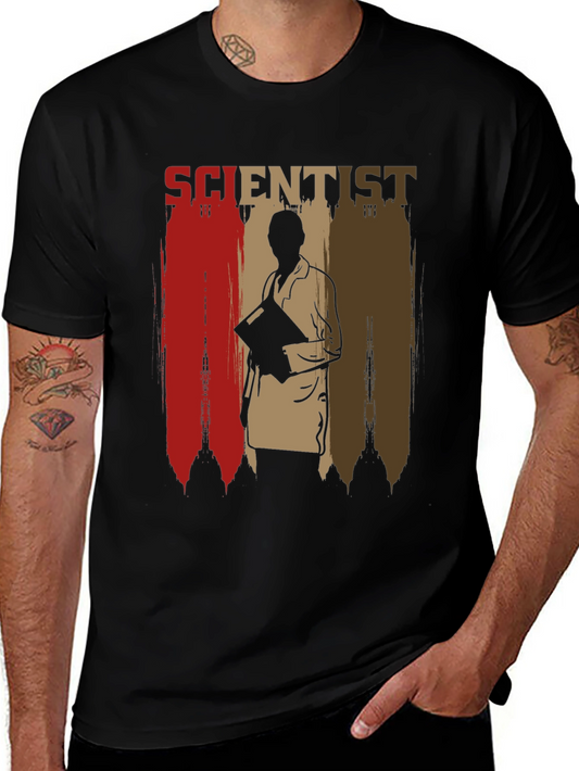 Scientist Graphic Print Mens Black T-Shirt