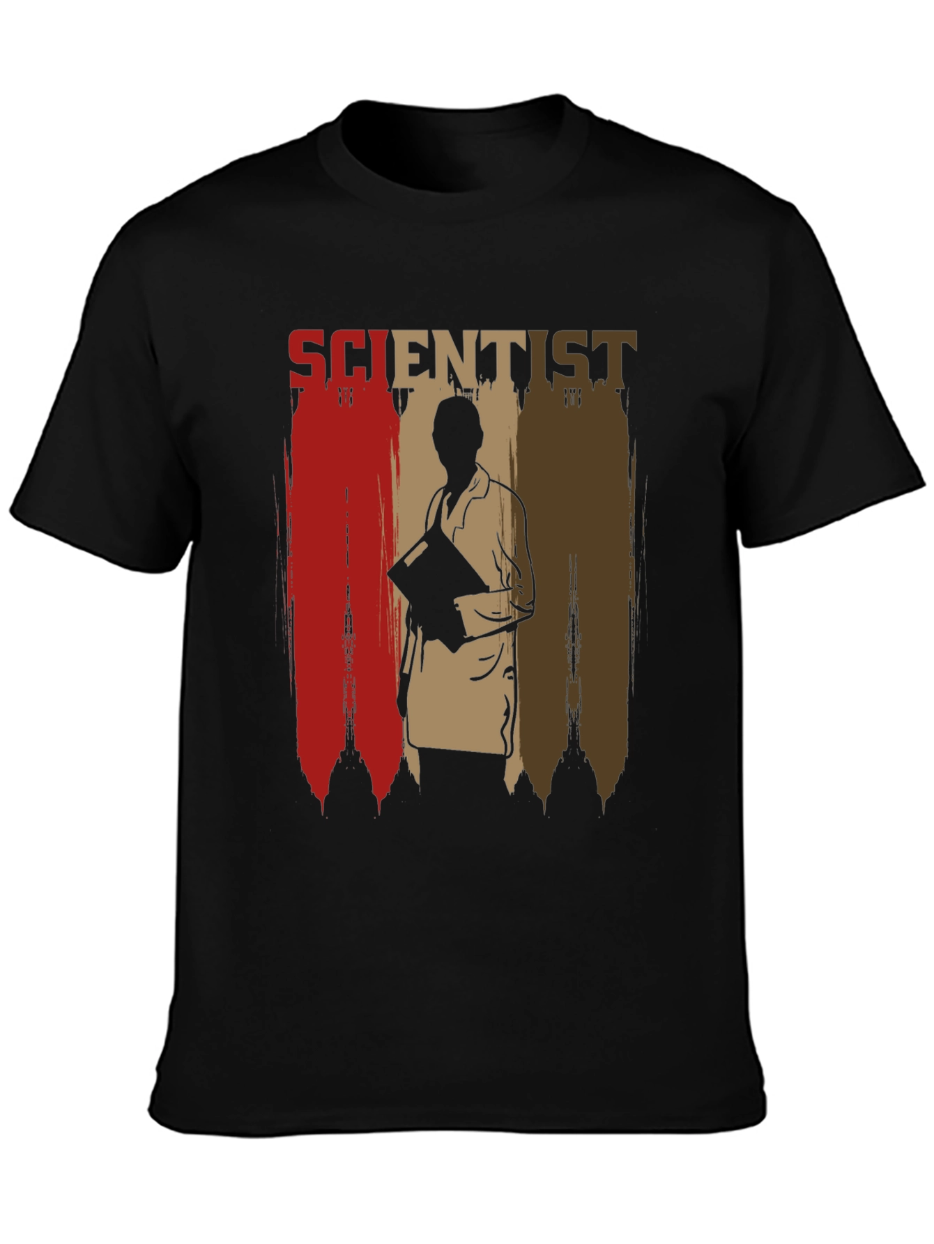 Scientist Graphic Print Mens Black T-Shirt