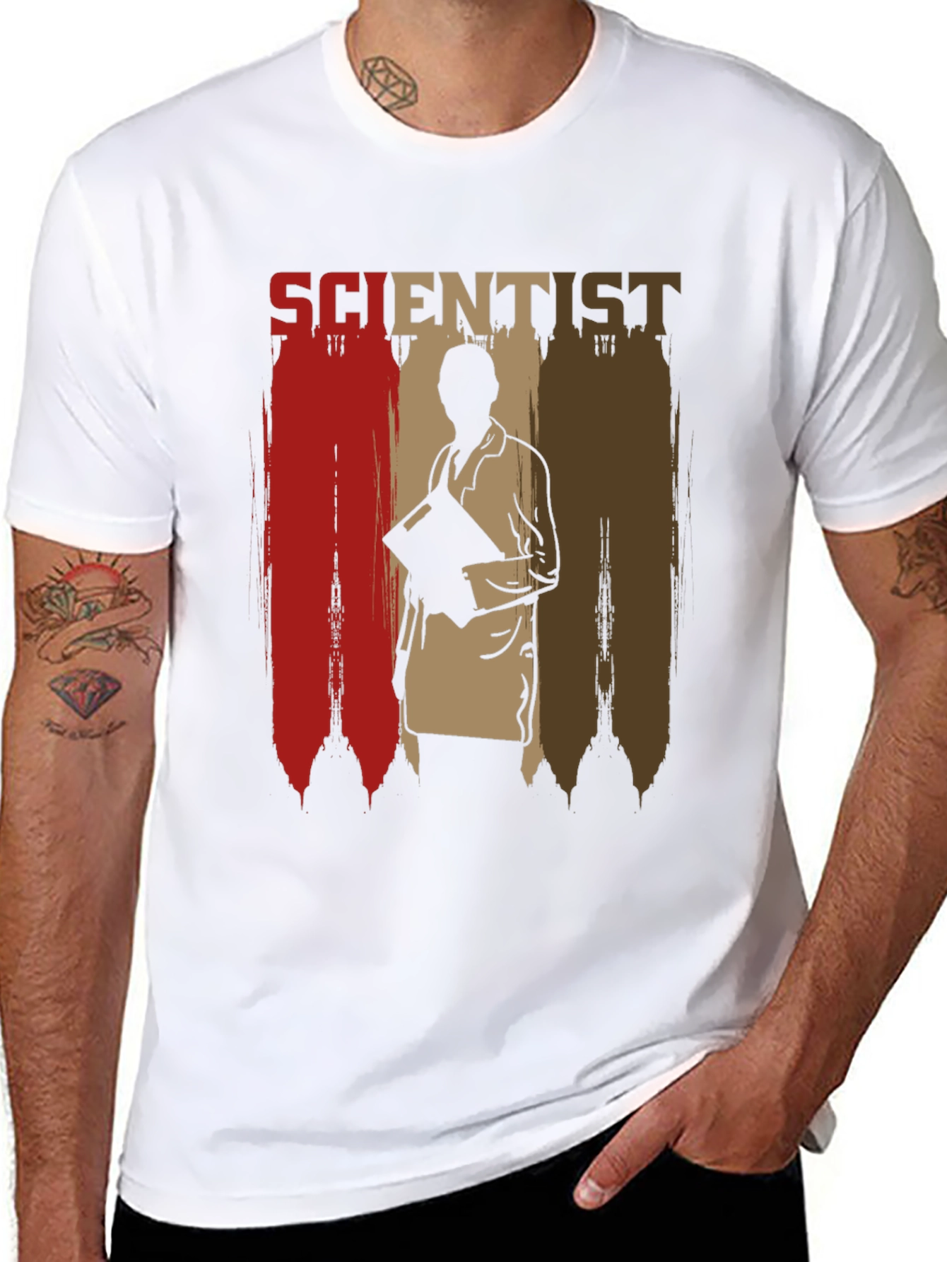 Scientist Graphic Print Mens Black T-Shirt