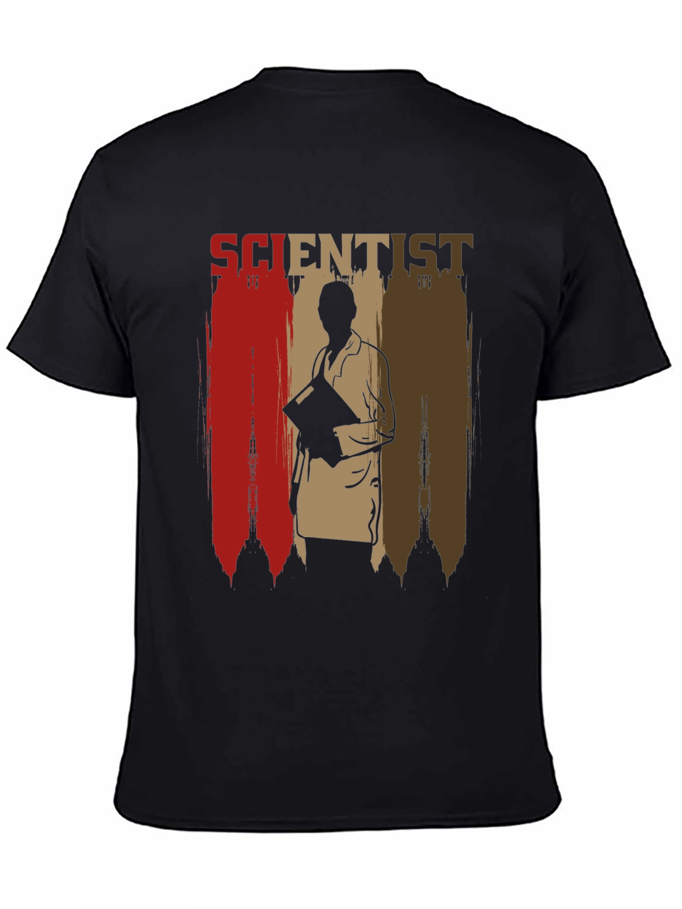 Scientist Graphic Print Mens Black T-Shirt