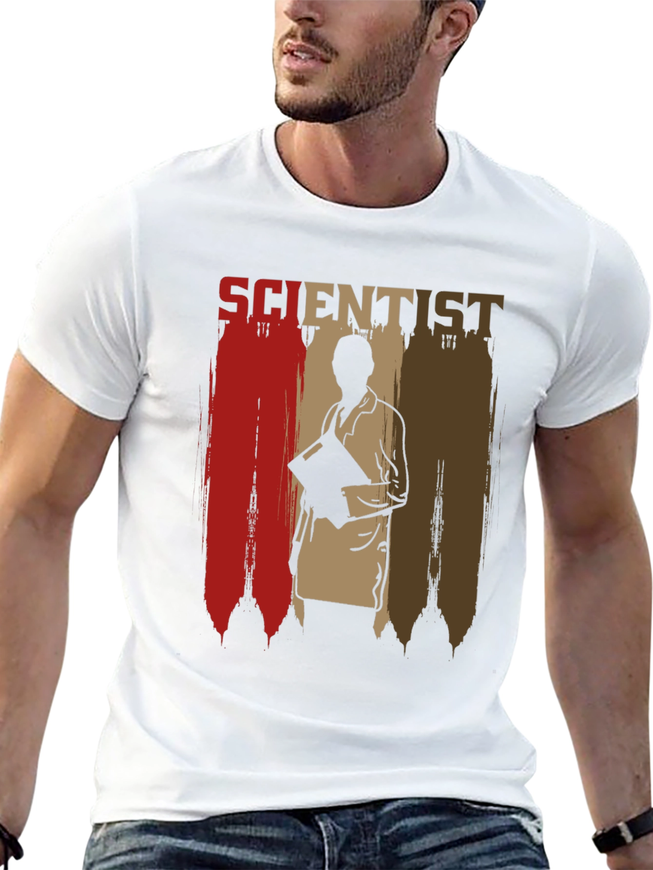 Scientist Graphic Print Mens Black T-Shirt