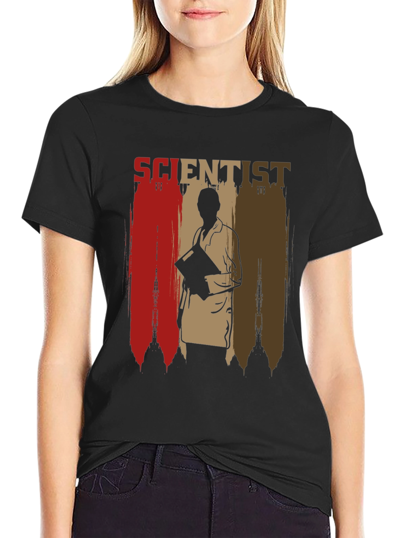 Scientist Graphic Print Mens Black T-Shirt