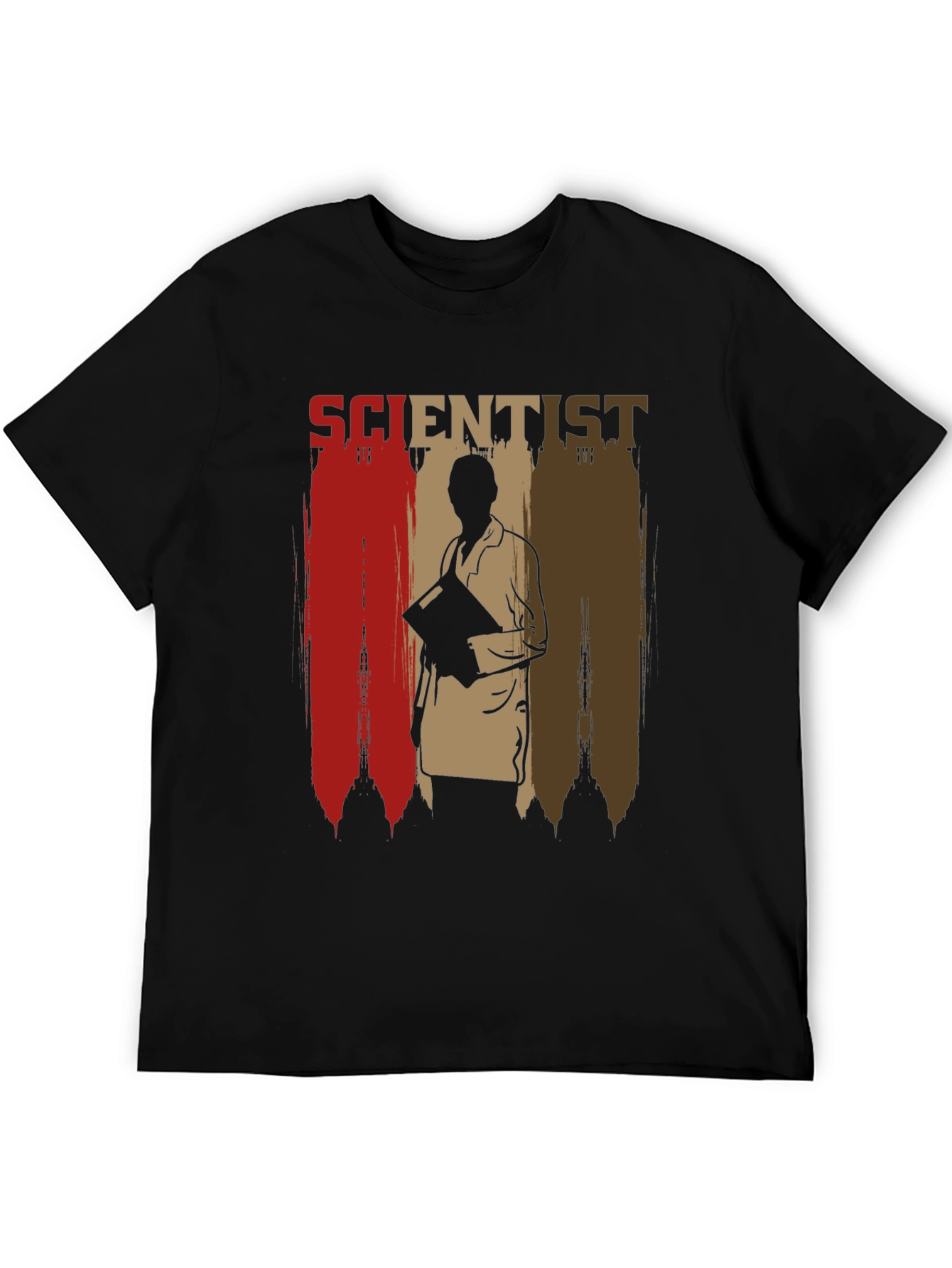 Scientist Graphic Print Mens Black T-Shirt