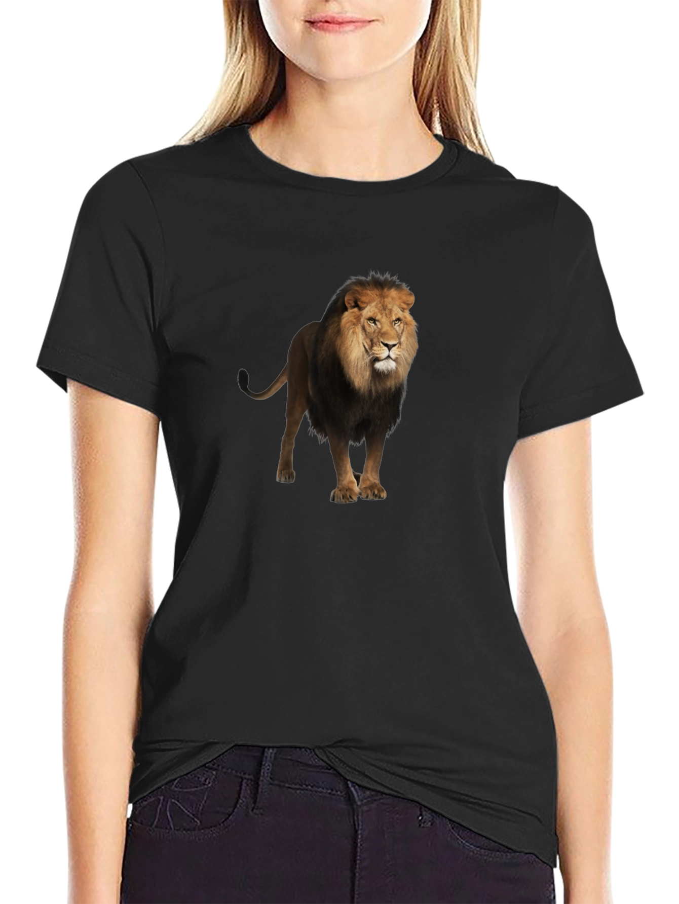 Lion Graphic Black T-Shirt for Men
