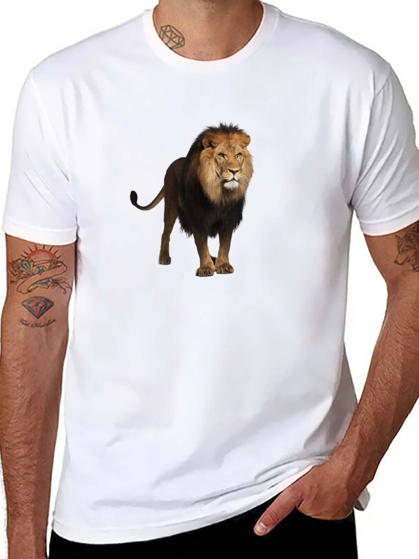 Lion Graphic Black T-Shirt for Men