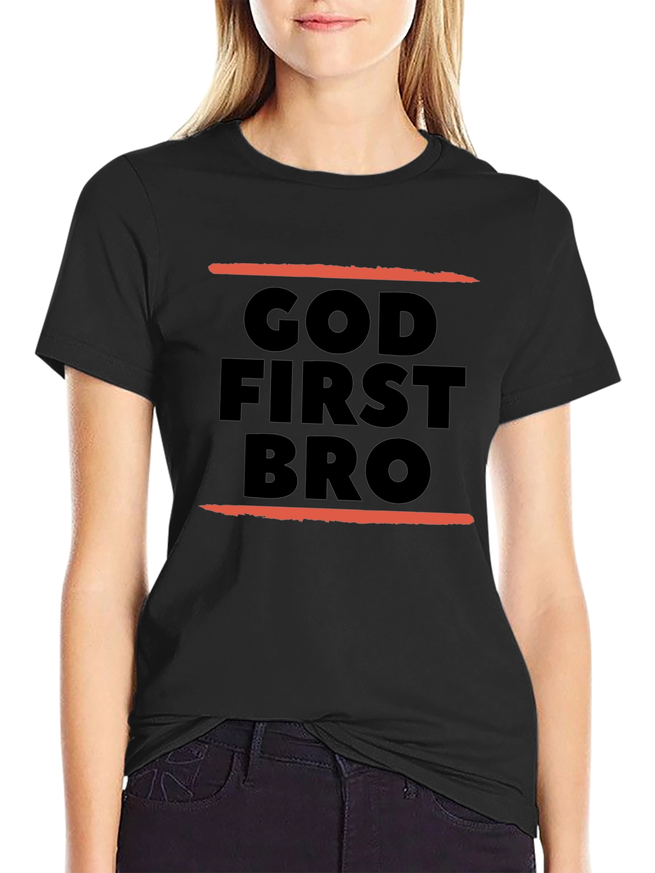 God First Bro Black Graphic Tee