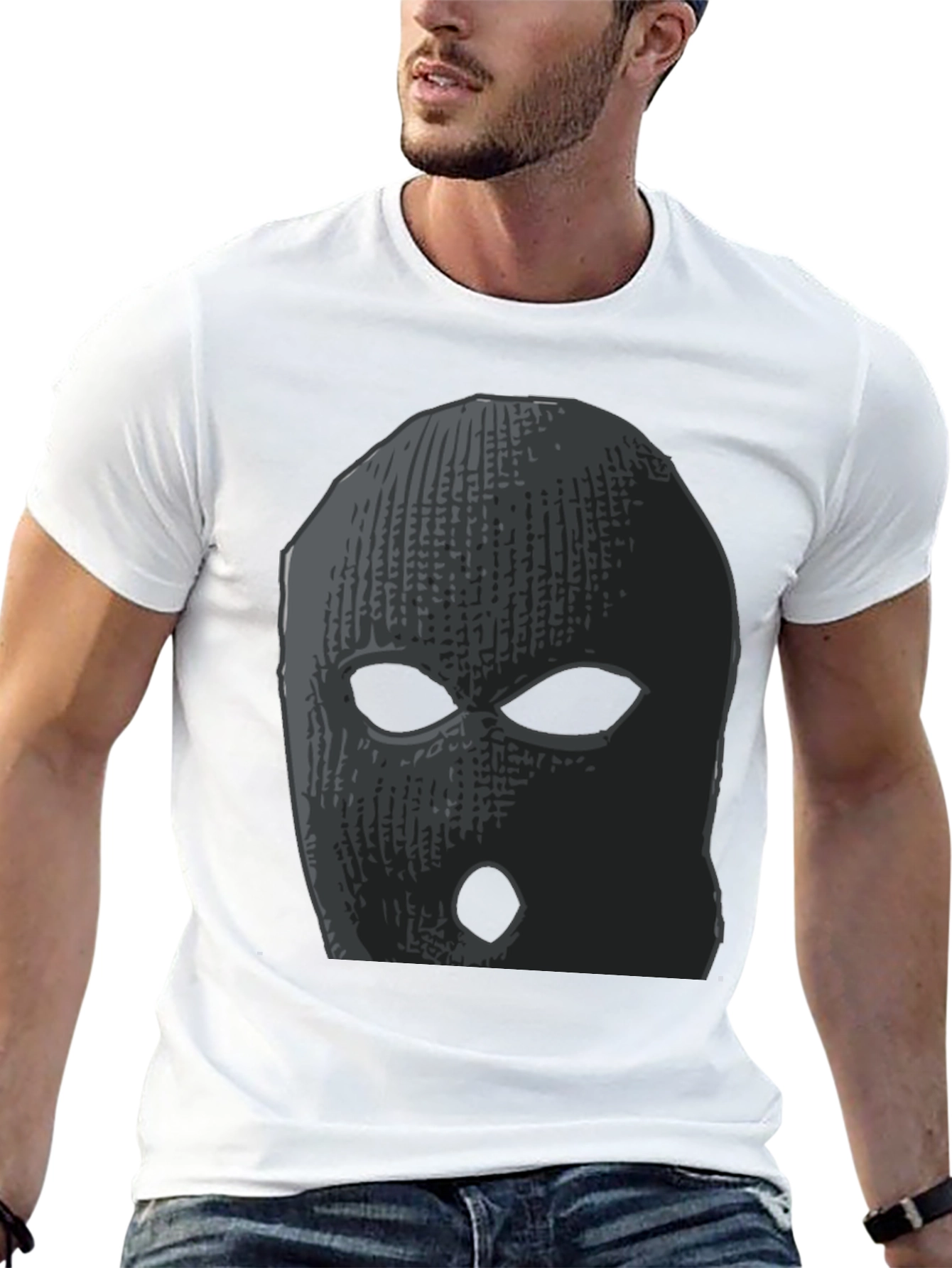 Ski Mask Graphic Tee - Black Cotton Comfort