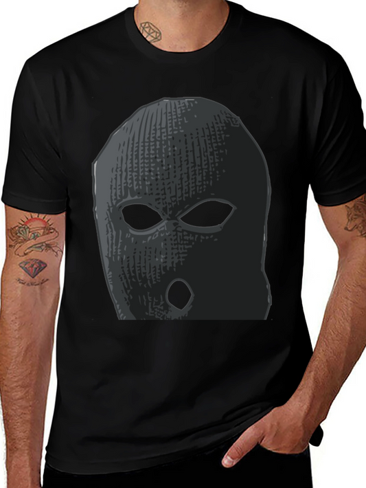 Ski Mask Graphic Tee - Black Cotton Comfort