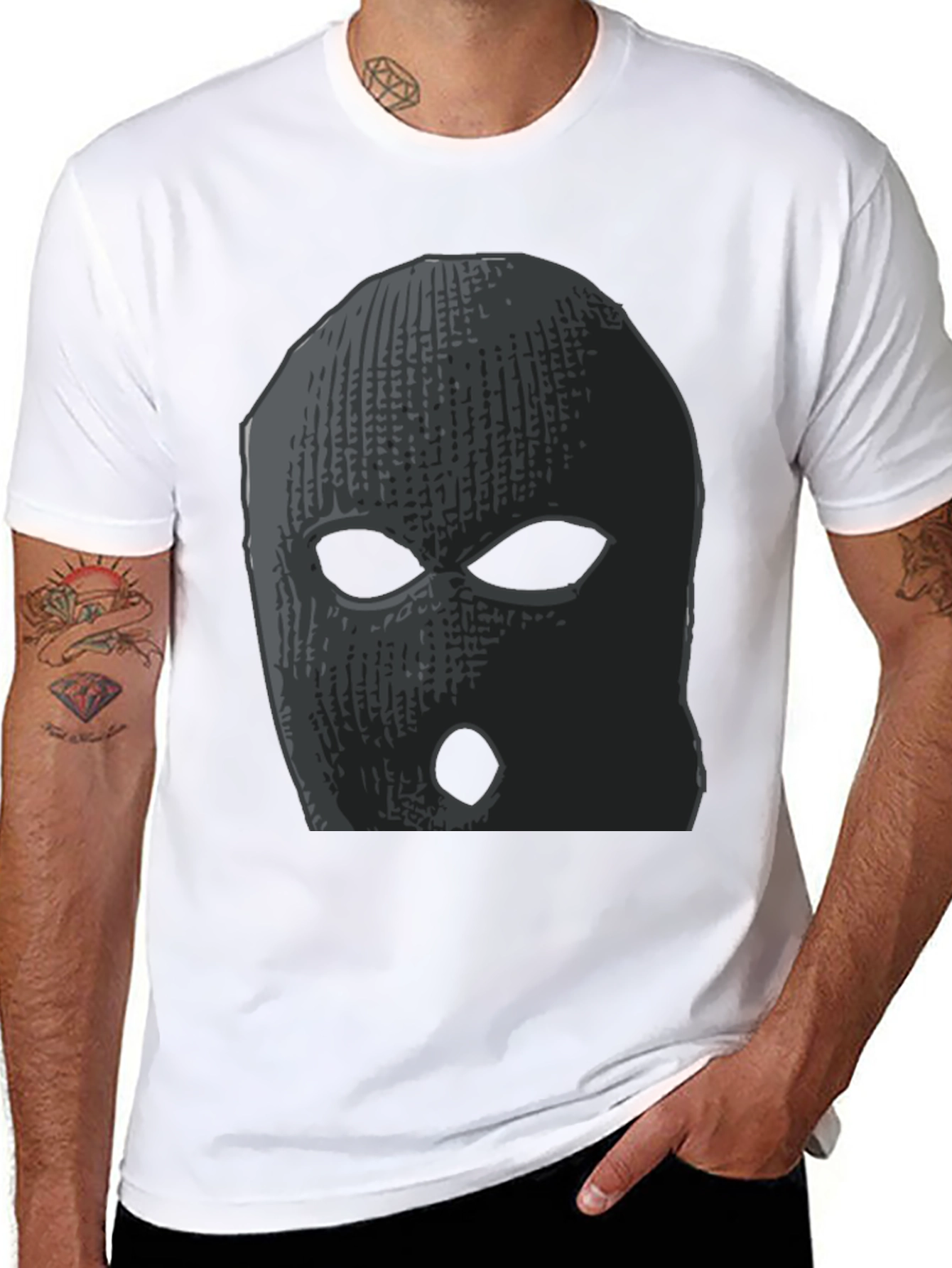 Ski Mask Graphic Tee - Black Cotton Comfort