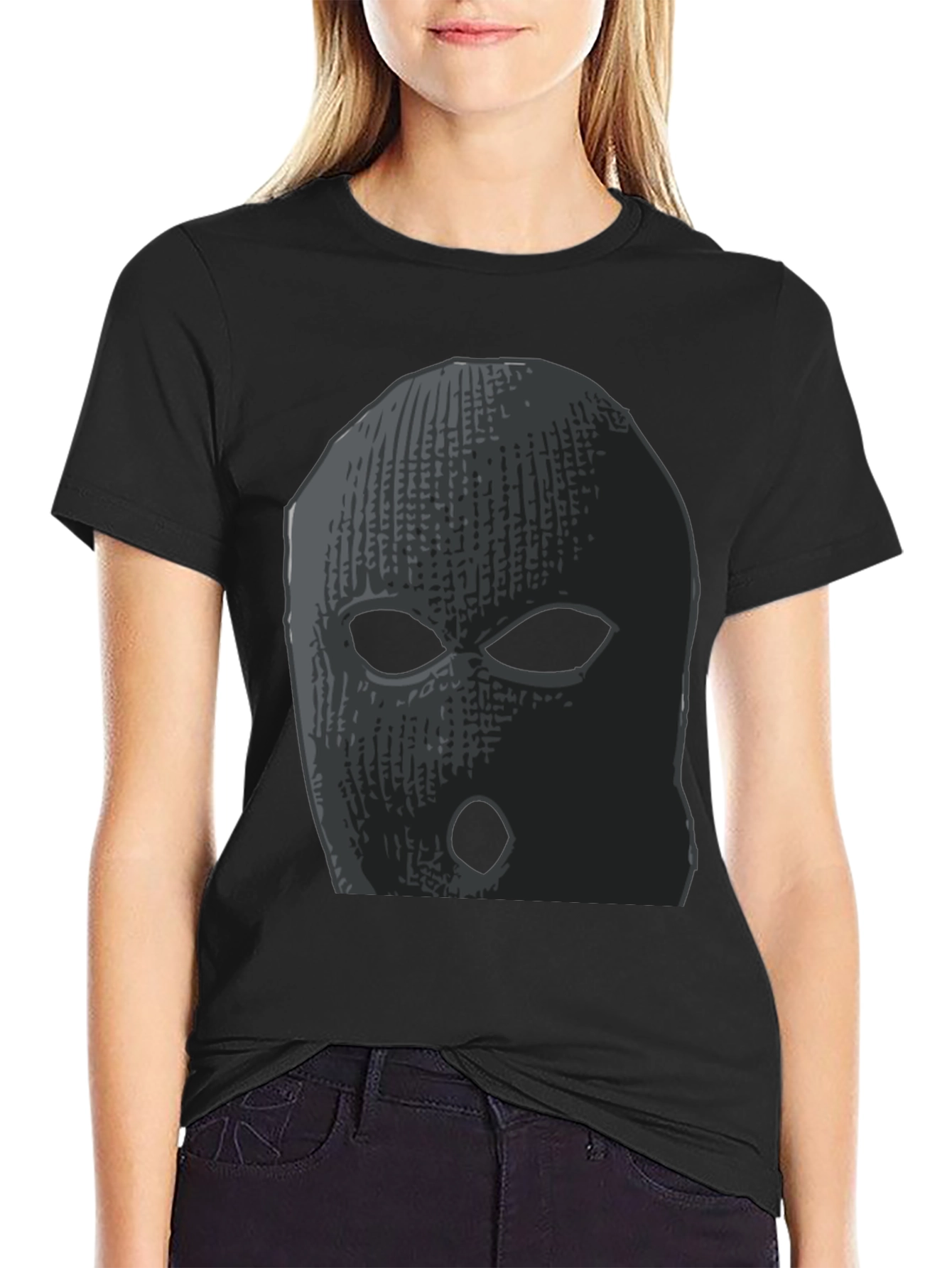 Ski Mask Graphic Tee - Black Cotton Comfort