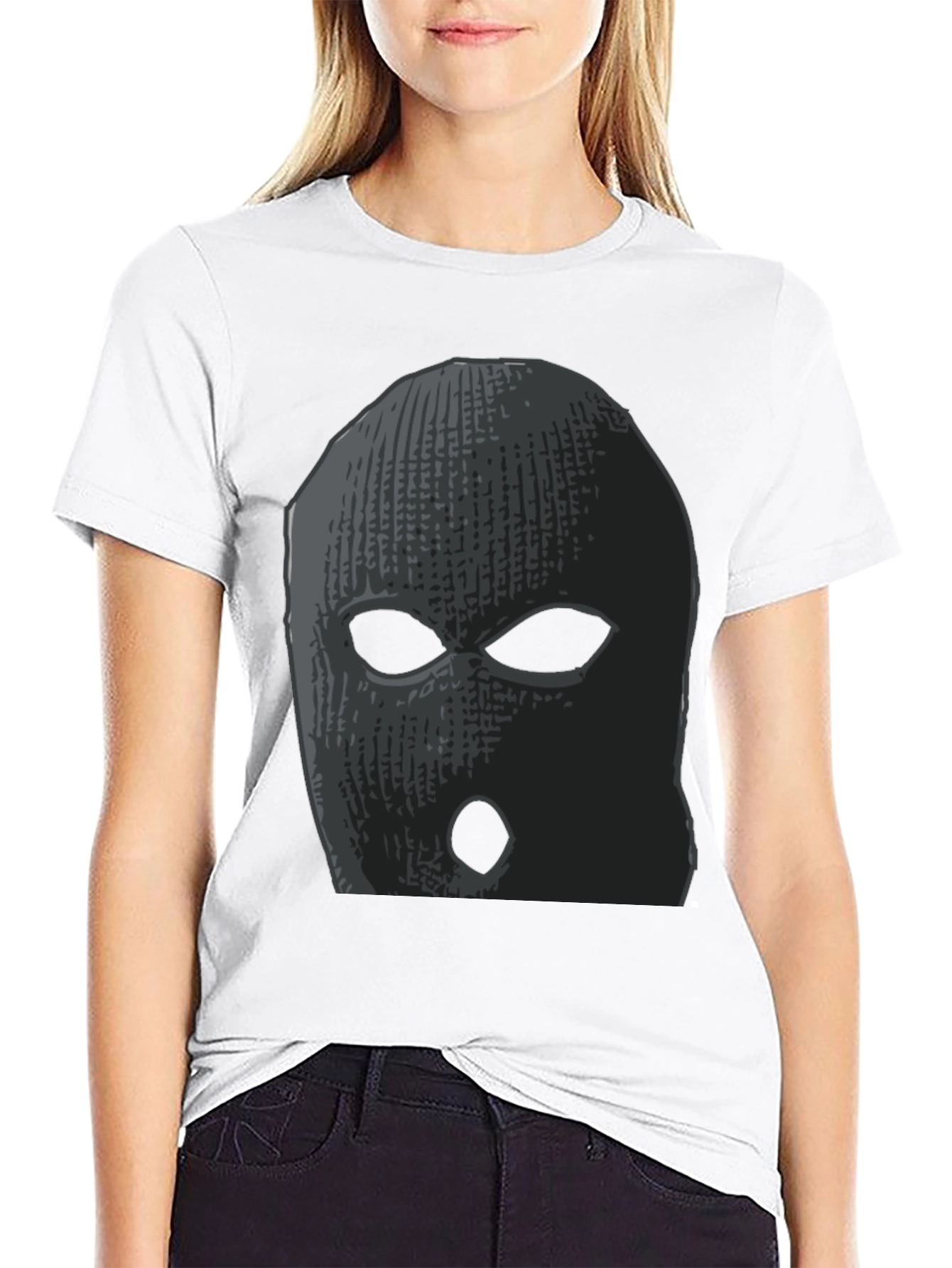 Ski Mask Graphic Tee - Black Cotton Comfort
