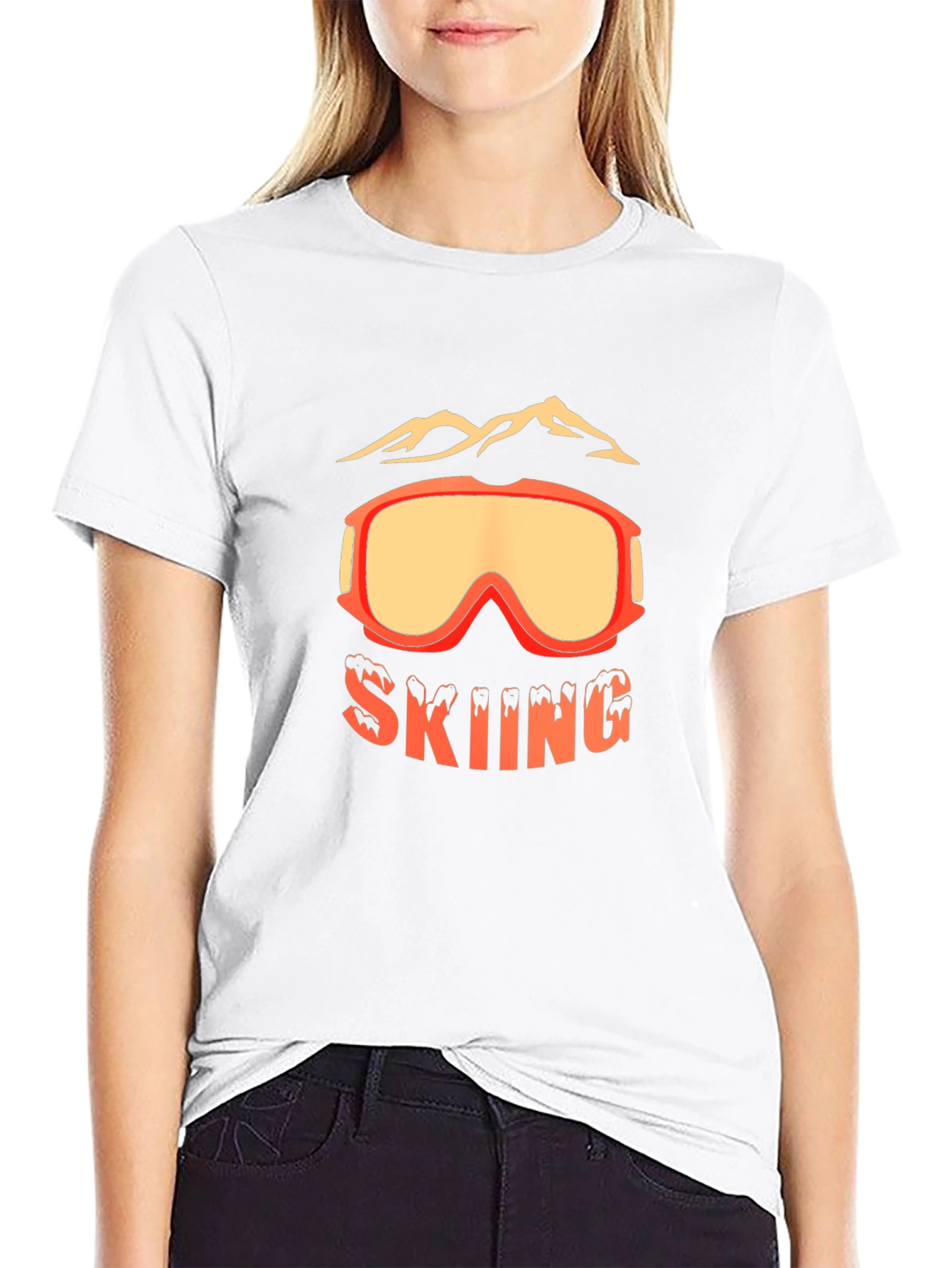 Skiing Goggles Graphic Tee - Black Cotton Blend T-Shirt
